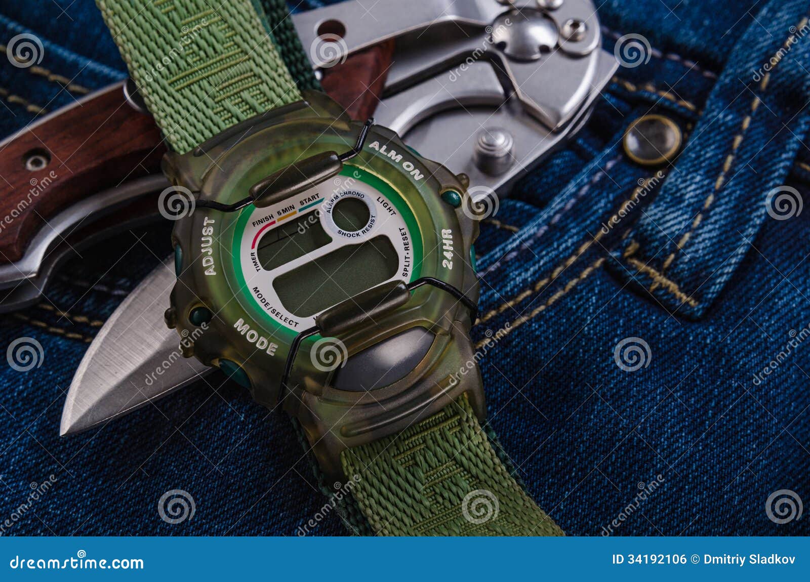 Pocket Knife and Electronic Watches Stock Photo Image of display, metal 34192106