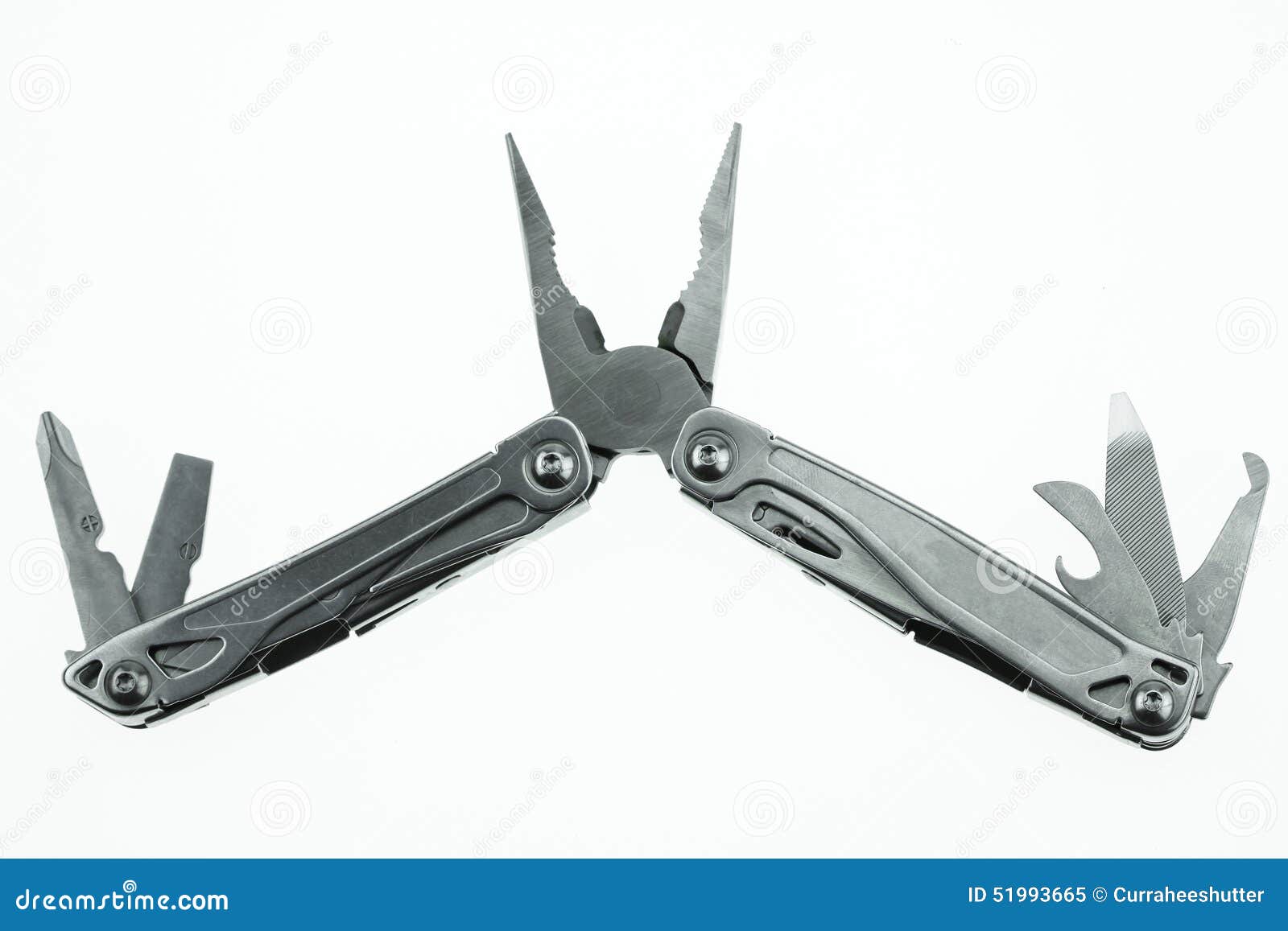 Pocket Knife or Steel Multifunction Tools Isolated on White Background