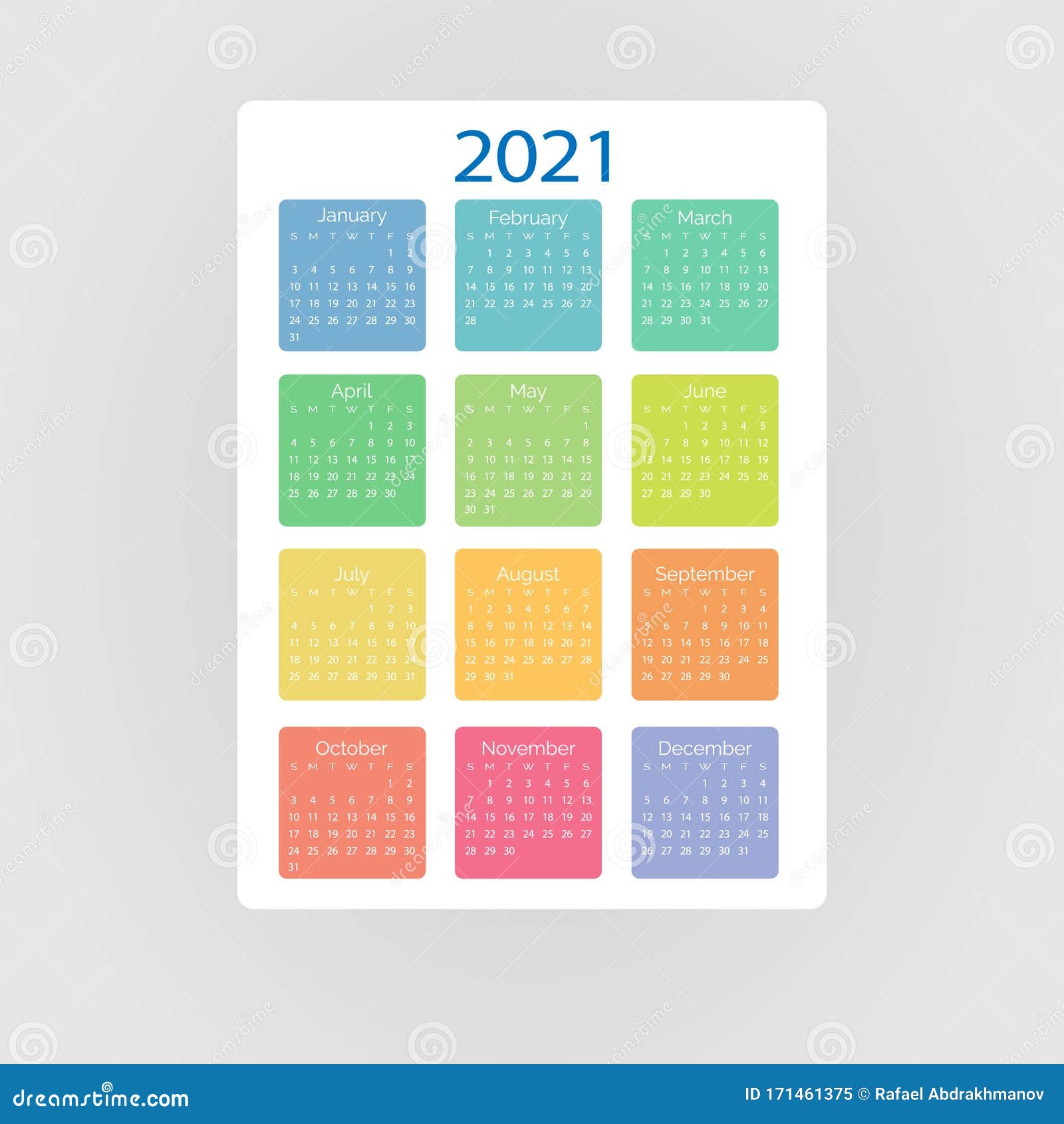 Pocket Vector Calendar 2021 Year Minimal Business Simple Clean Design