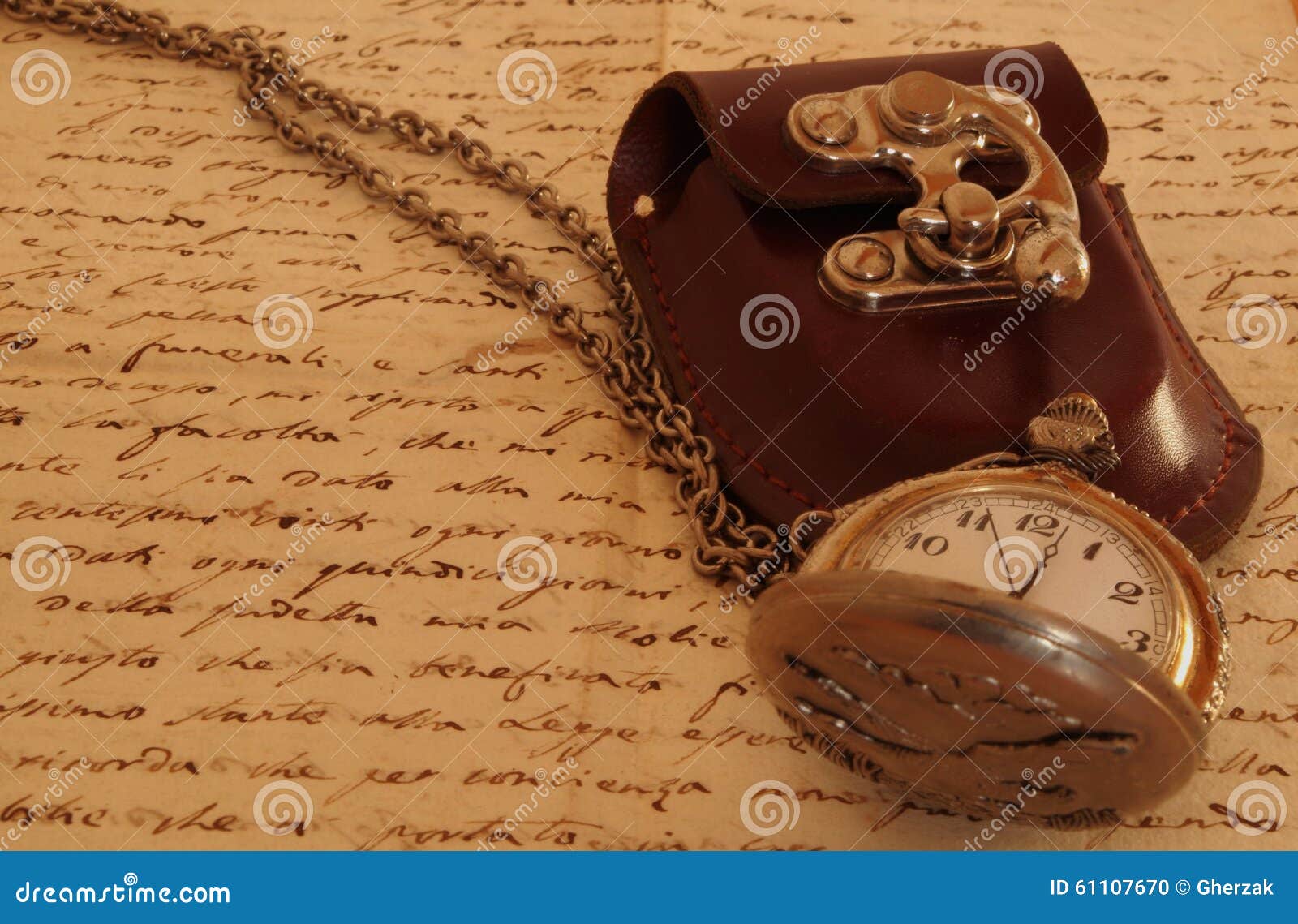 Pocket Watch on an Ancient Manuscript Stock Photo Image of ancient