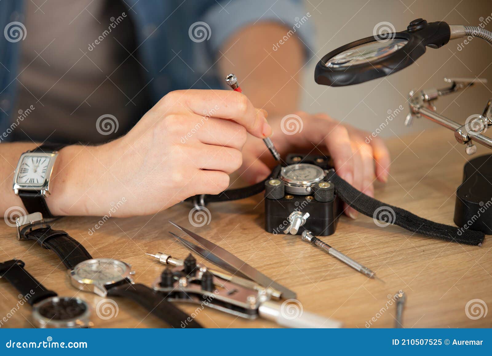 Pocket Watch Being Repaired by Watch Maker Stock Image Image of