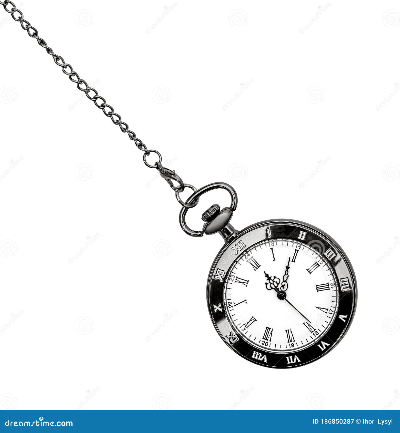 Pocket Watch on Chain on White. Top View Stock Image Image of minute