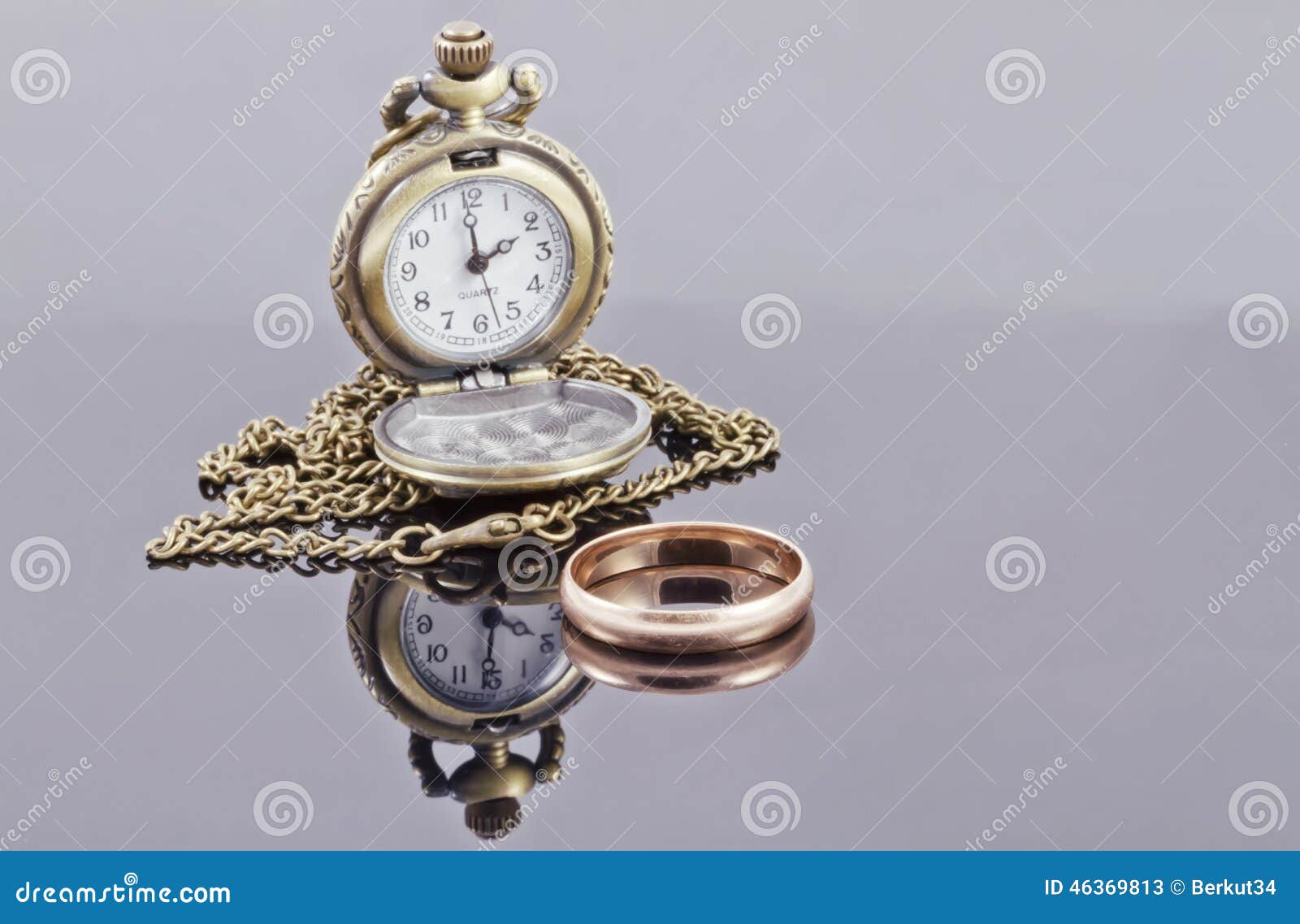 Pocket Watch and a Gold Wedding Ring Stock Image Image of precious