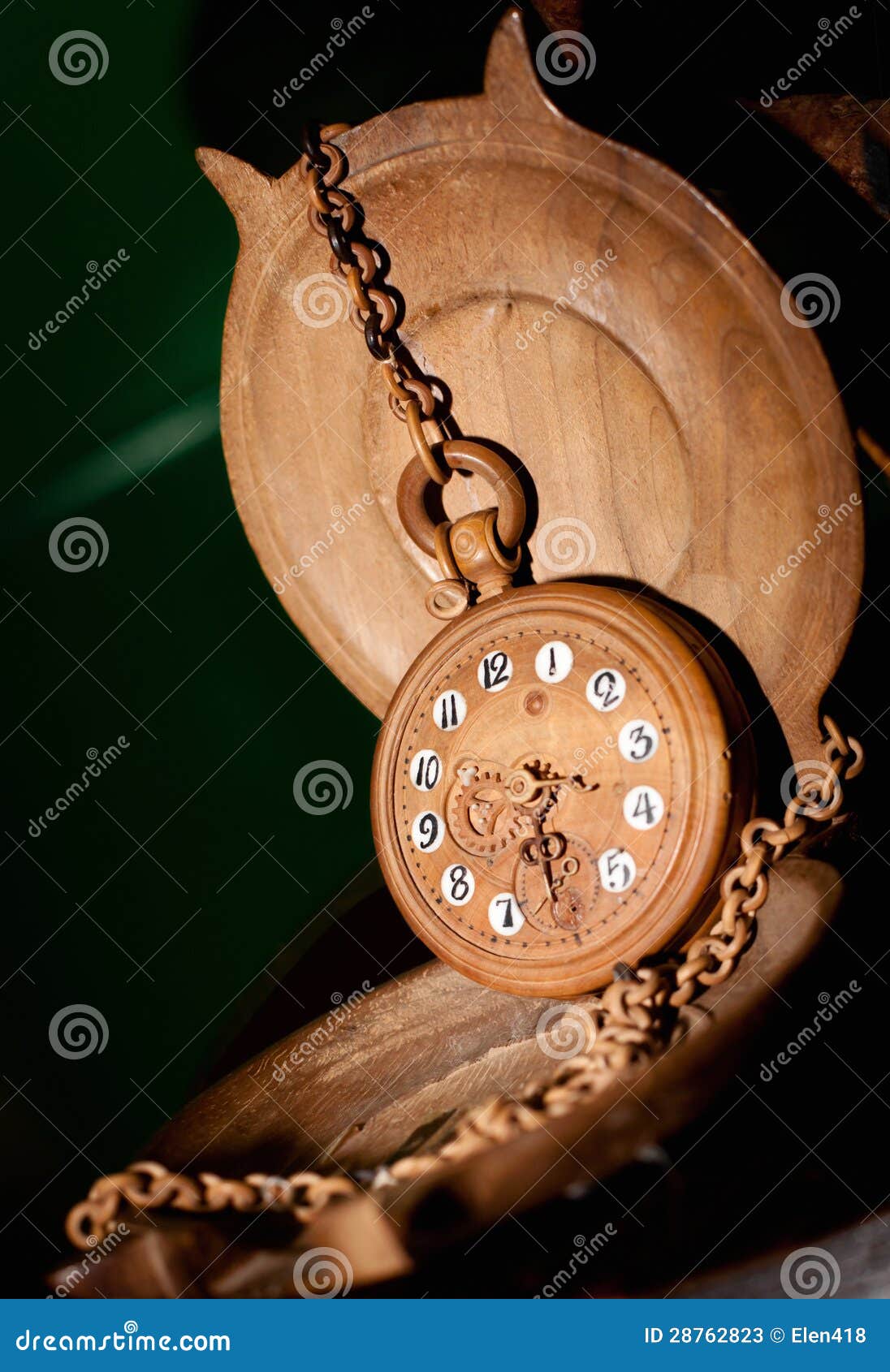 Pocket watch made of wood stock image. Image of history 28762823