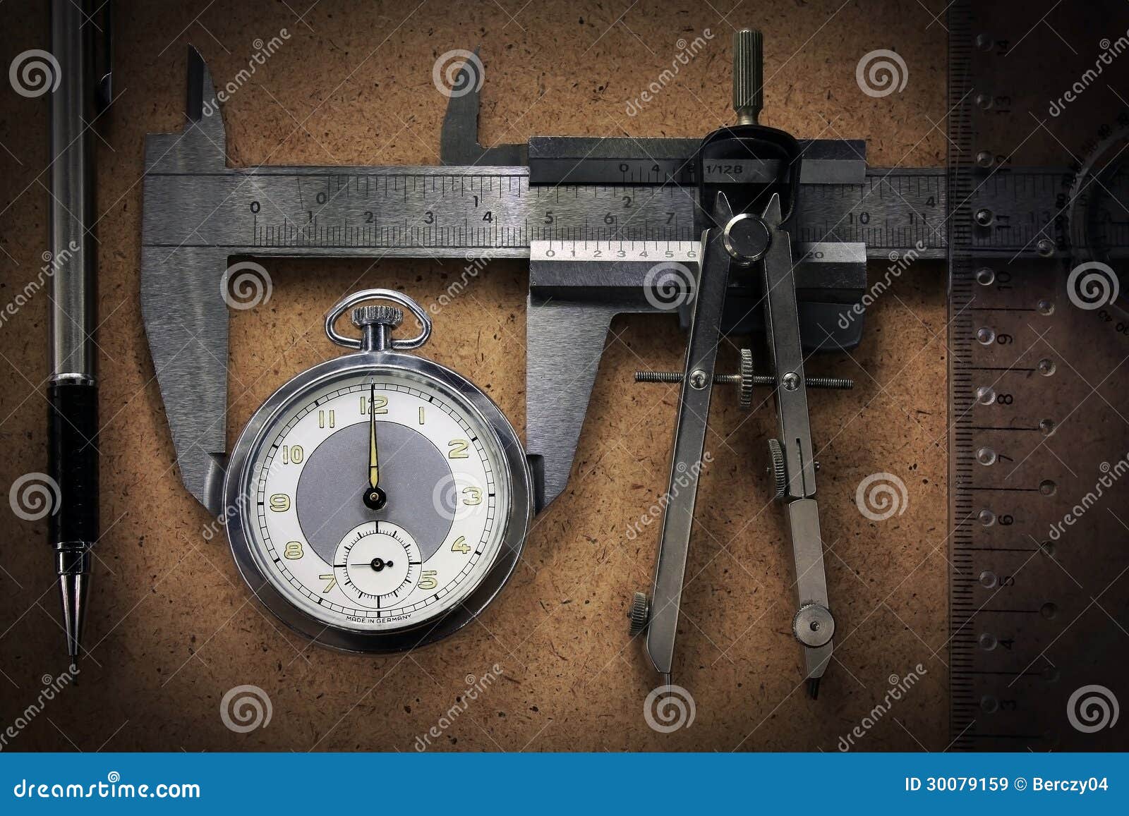 Pocket Watch wiht tools stock image. Image of number 30079159