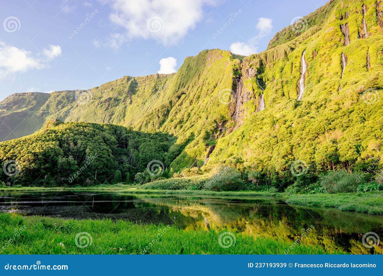 poco da ribeira do ferreiro, flores, azores islands. waterfalls and landscape