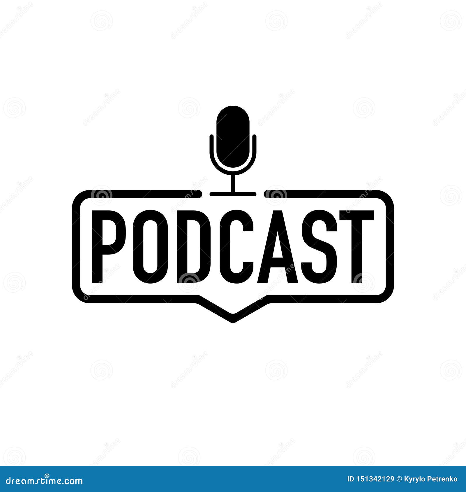 Podcast Black Icon on White Background Vector Stock Vector ...