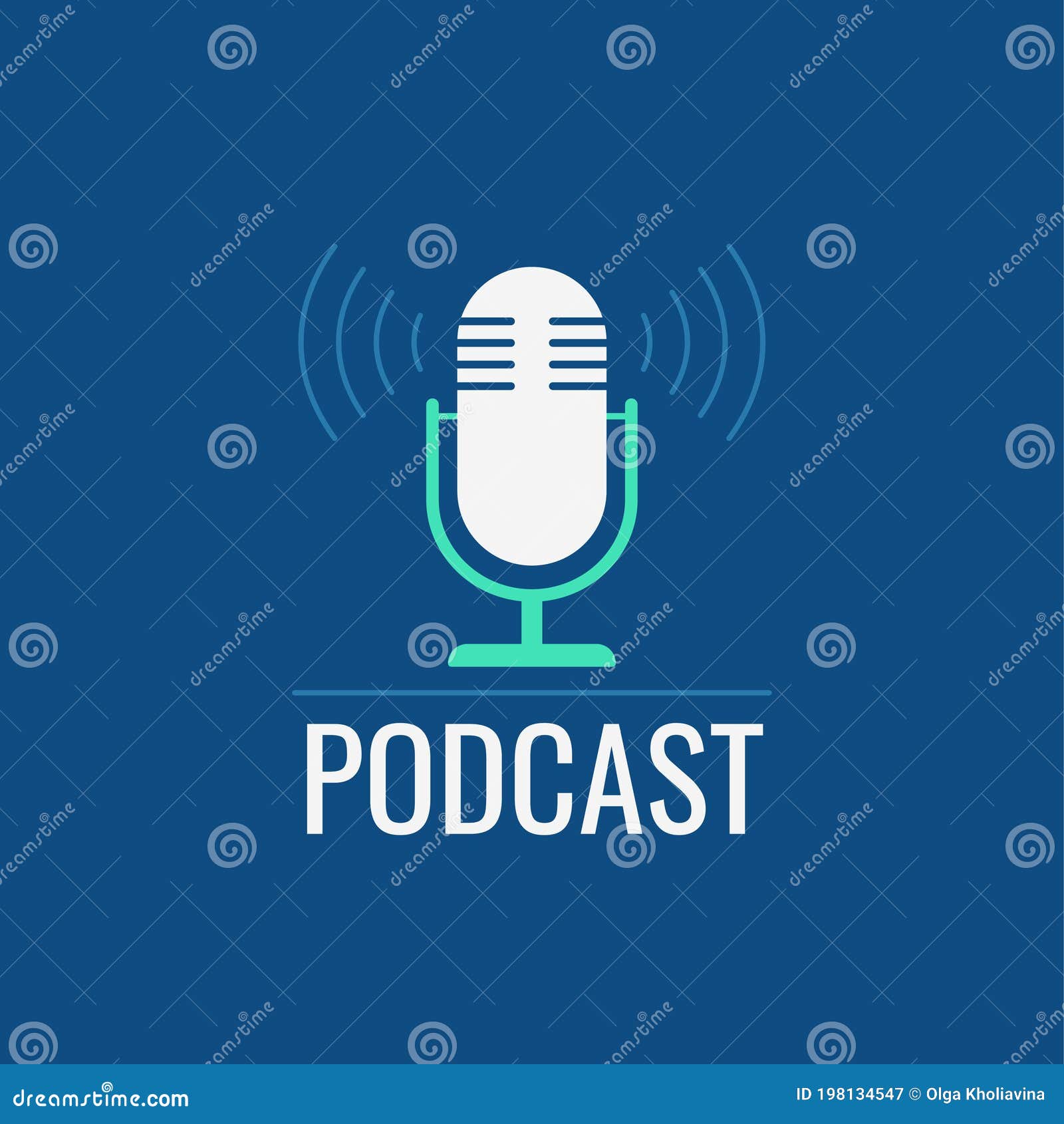 Podcast logo design microphone flat icon Vector Image