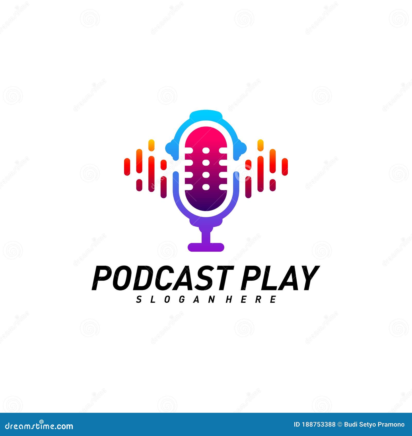 Podcast Creative Design Logo Vector Concept. Play Podcast Logo Template ...