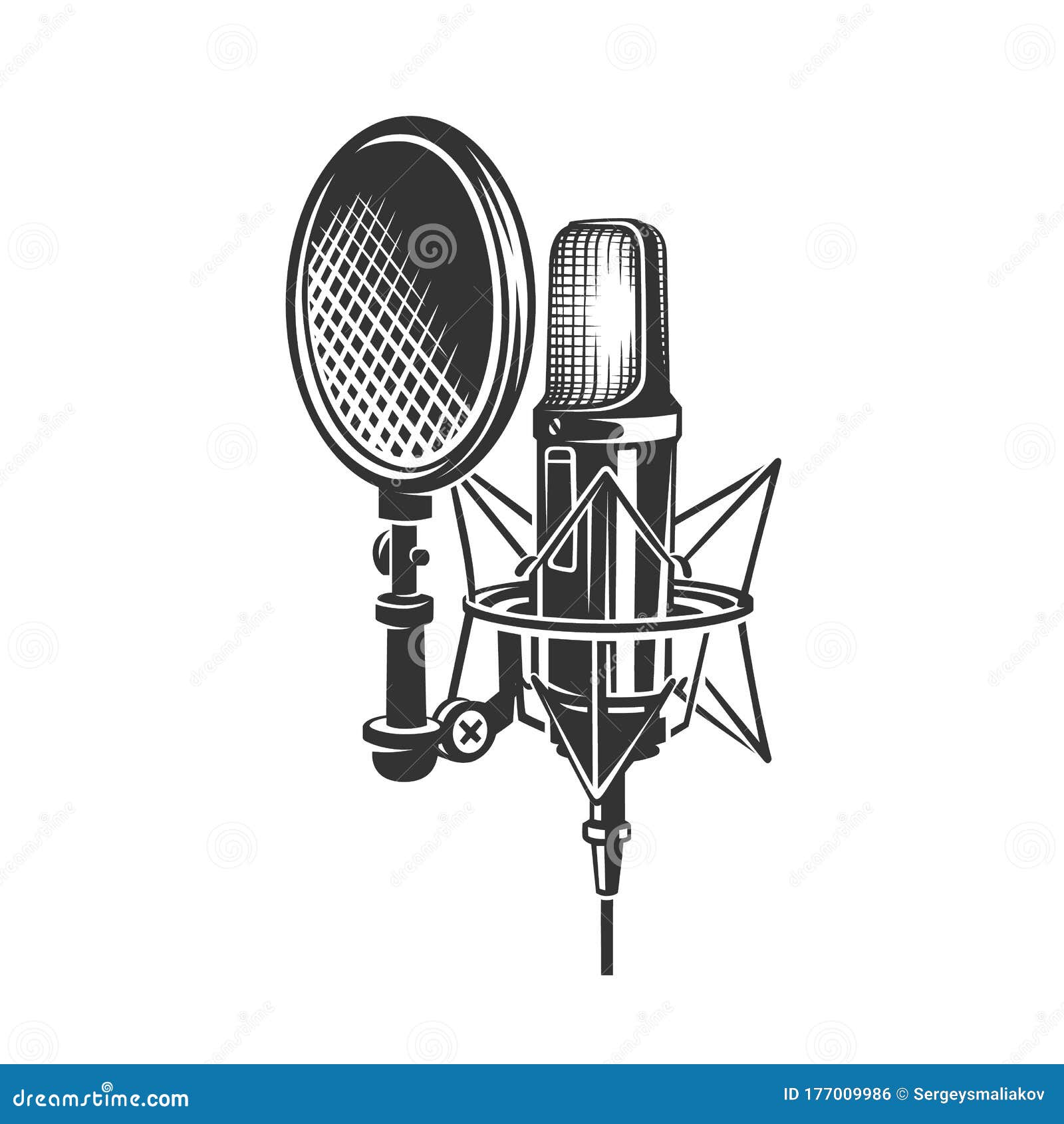 Podcast. Retro Microphone. Vector Illustration Stock Vector