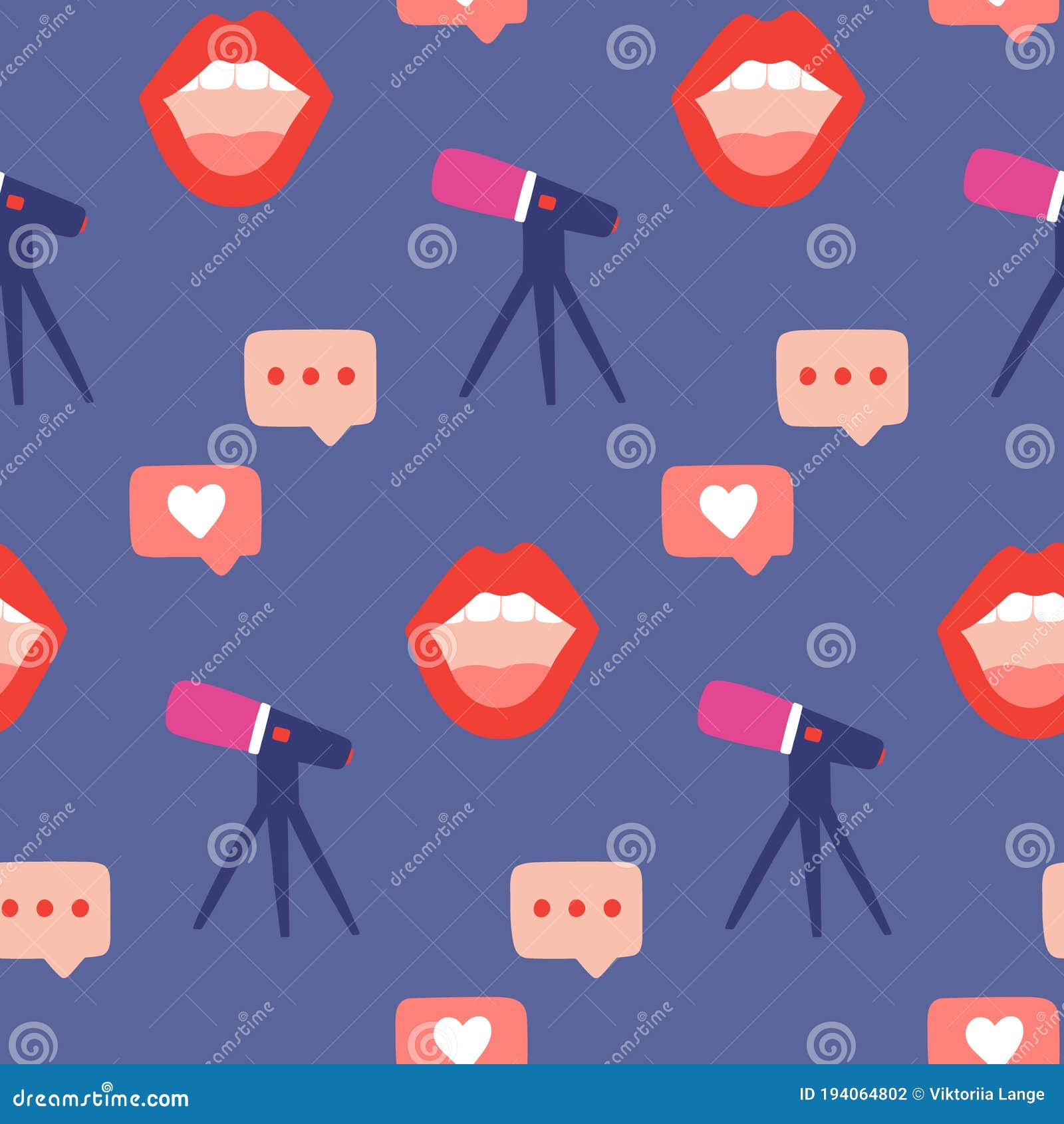 podcast seamless pattern. background for blogging, vlogging and live streaming.