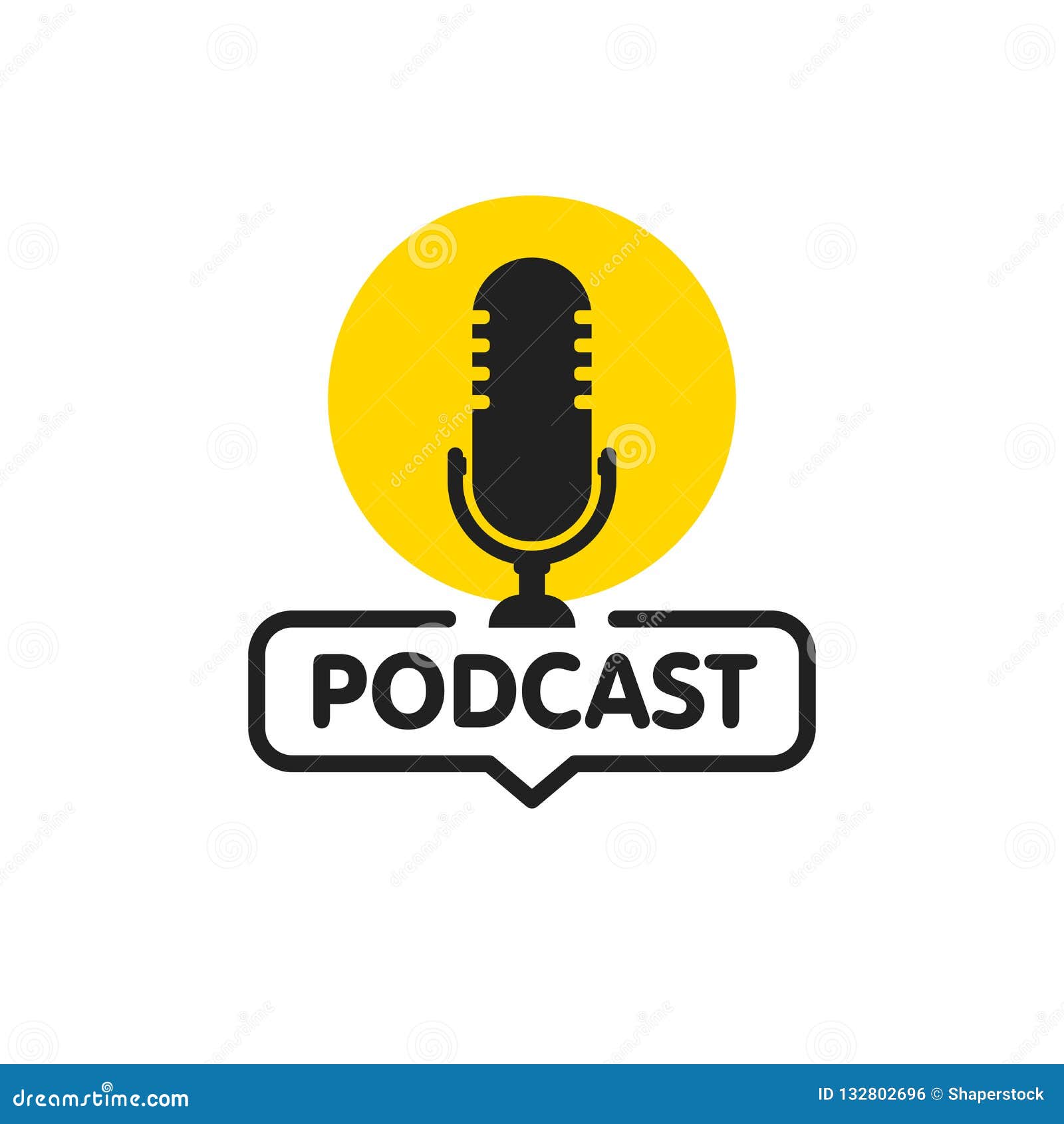 Podcast. Vector Flat Illustration, Icon, Logo Design On