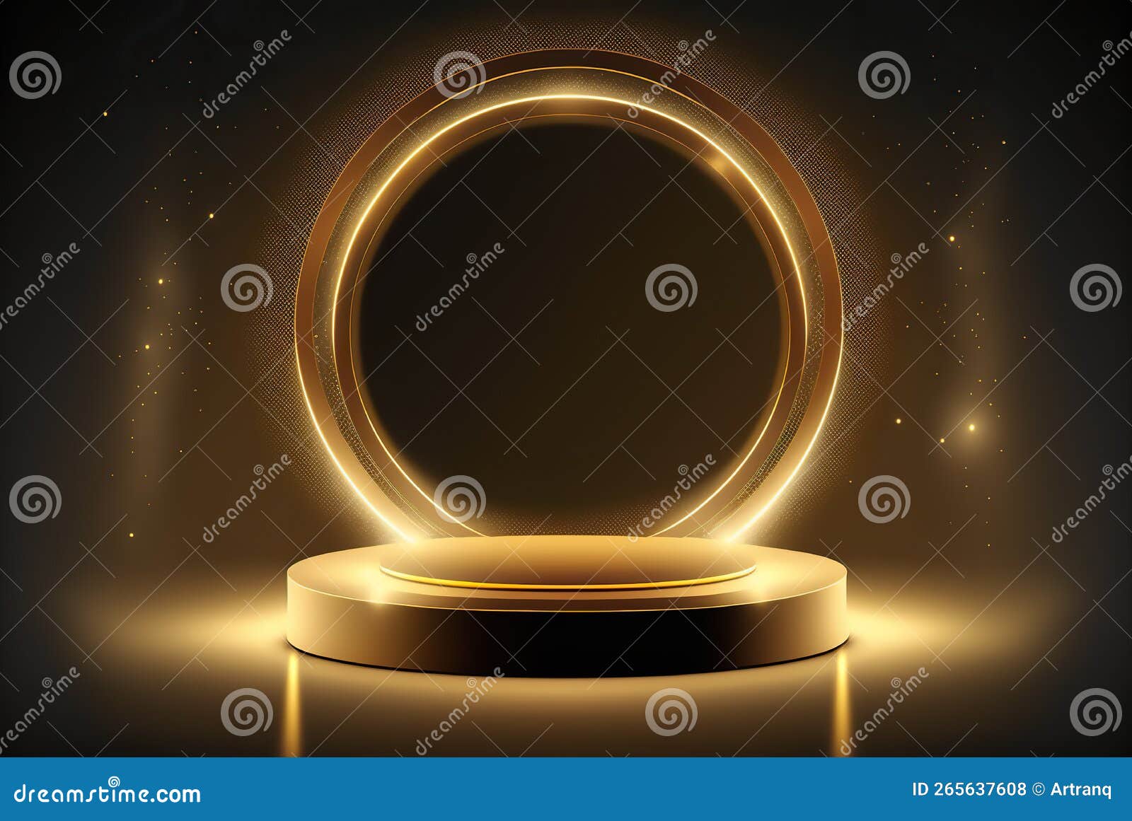 Podium, Gold Pedestal for Product Display Presentation with Glowing