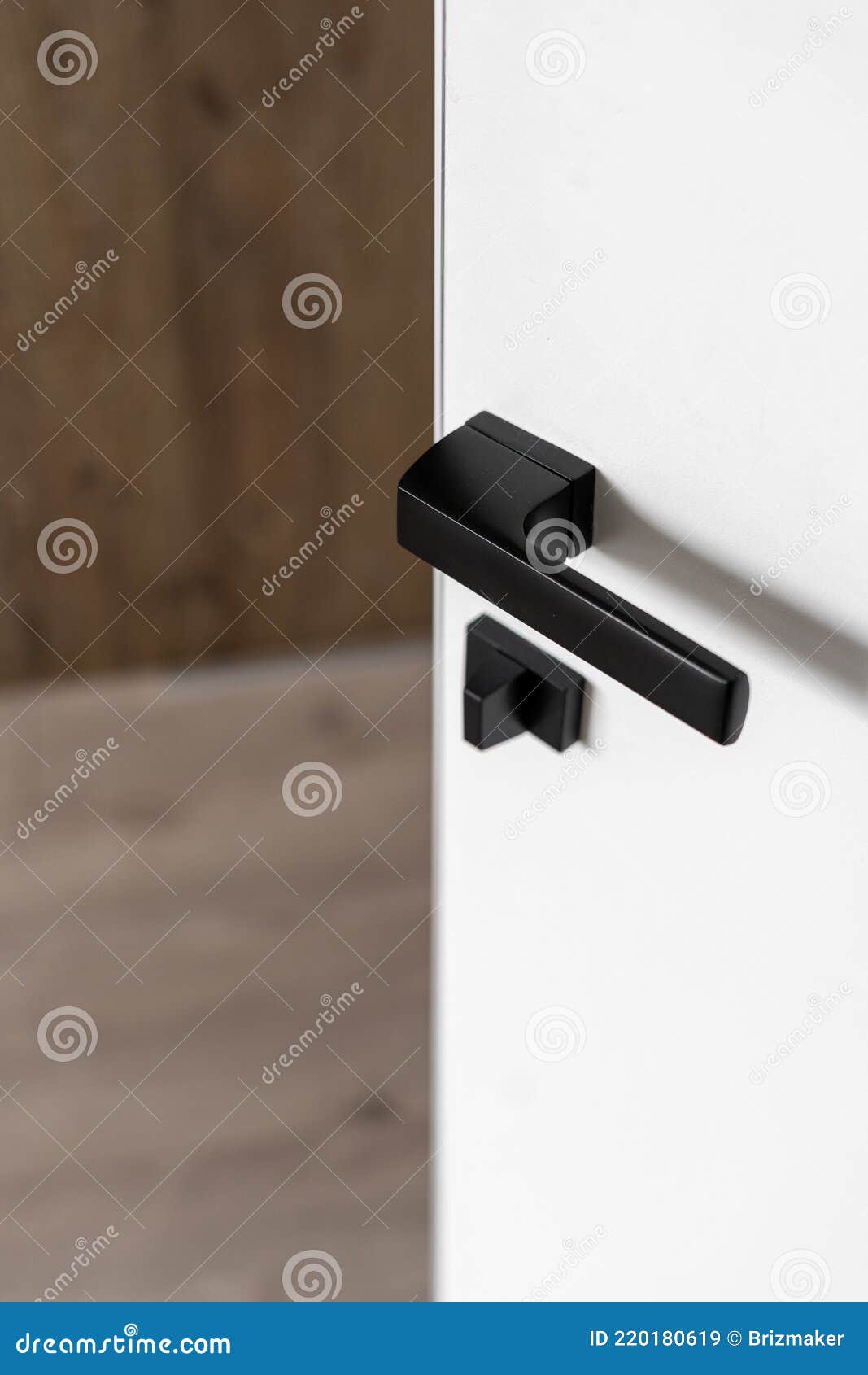 Poignée De Porte Noire Mat Sur Porte Intérieure Blanche Image stock - Image  du traitement, détail: 220180619