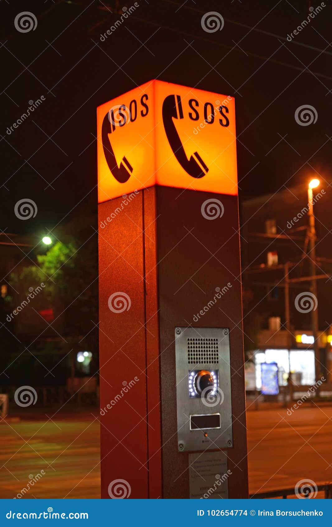point of the emergency communication at night. kaliningrad. russ