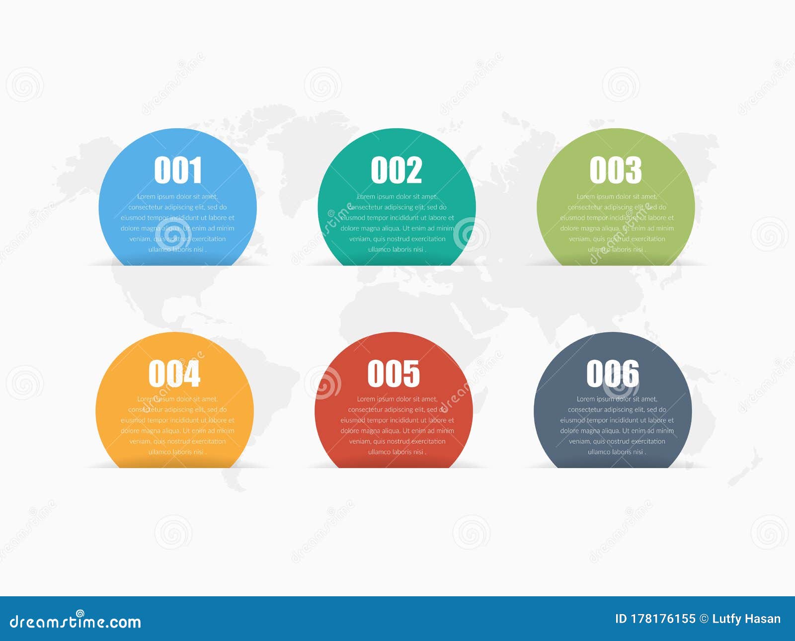 6 point 3d abstract  infographic  for business