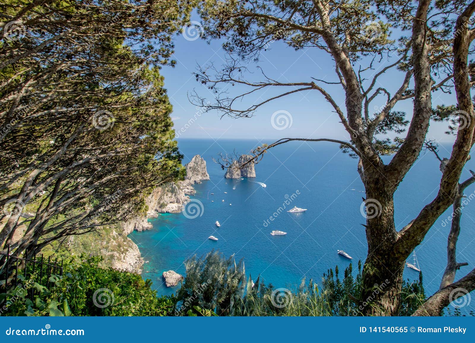 the view from observation deck belvedere punta cannone in capri, italy