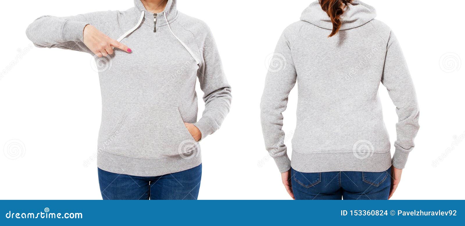 Download Pointed Stylish Female Girl Hoodie Front And Back View ...