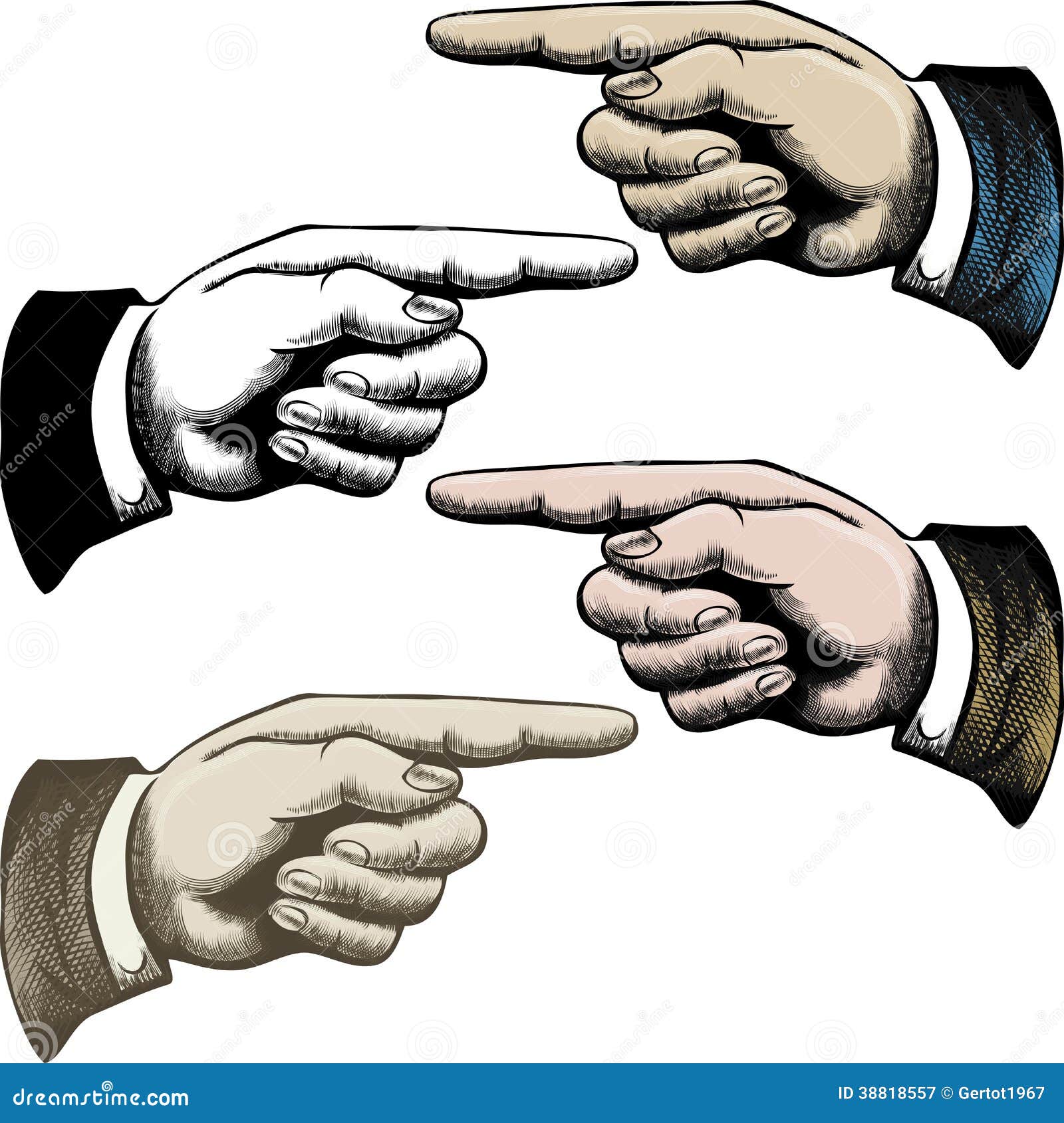 Download Pointing fingers stock vector. Illustration of engrave ...