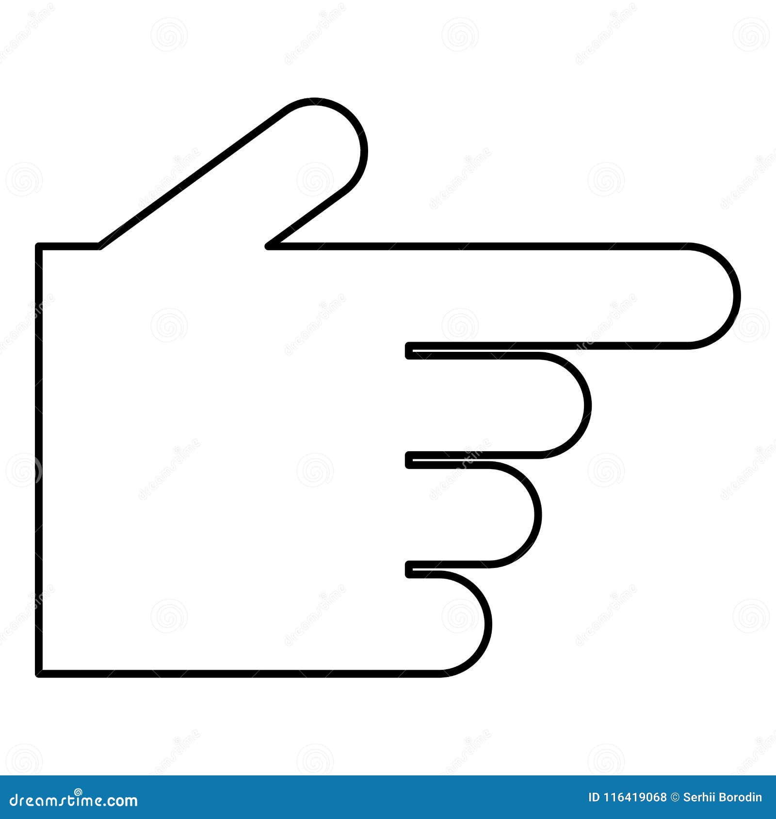 Download Pointing Hand Icon Black Color Illustration Flat Style ...