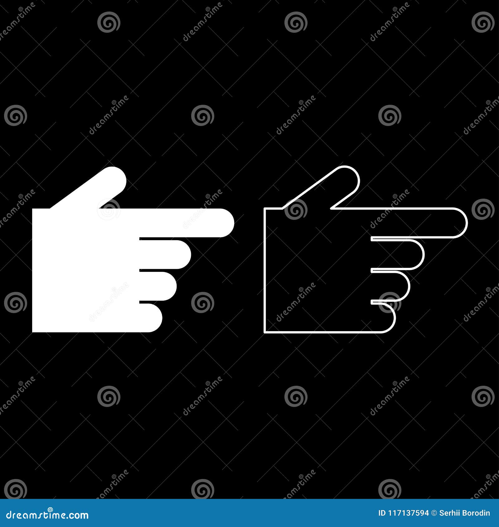 pointing hand icon set white color  flat style simple image
