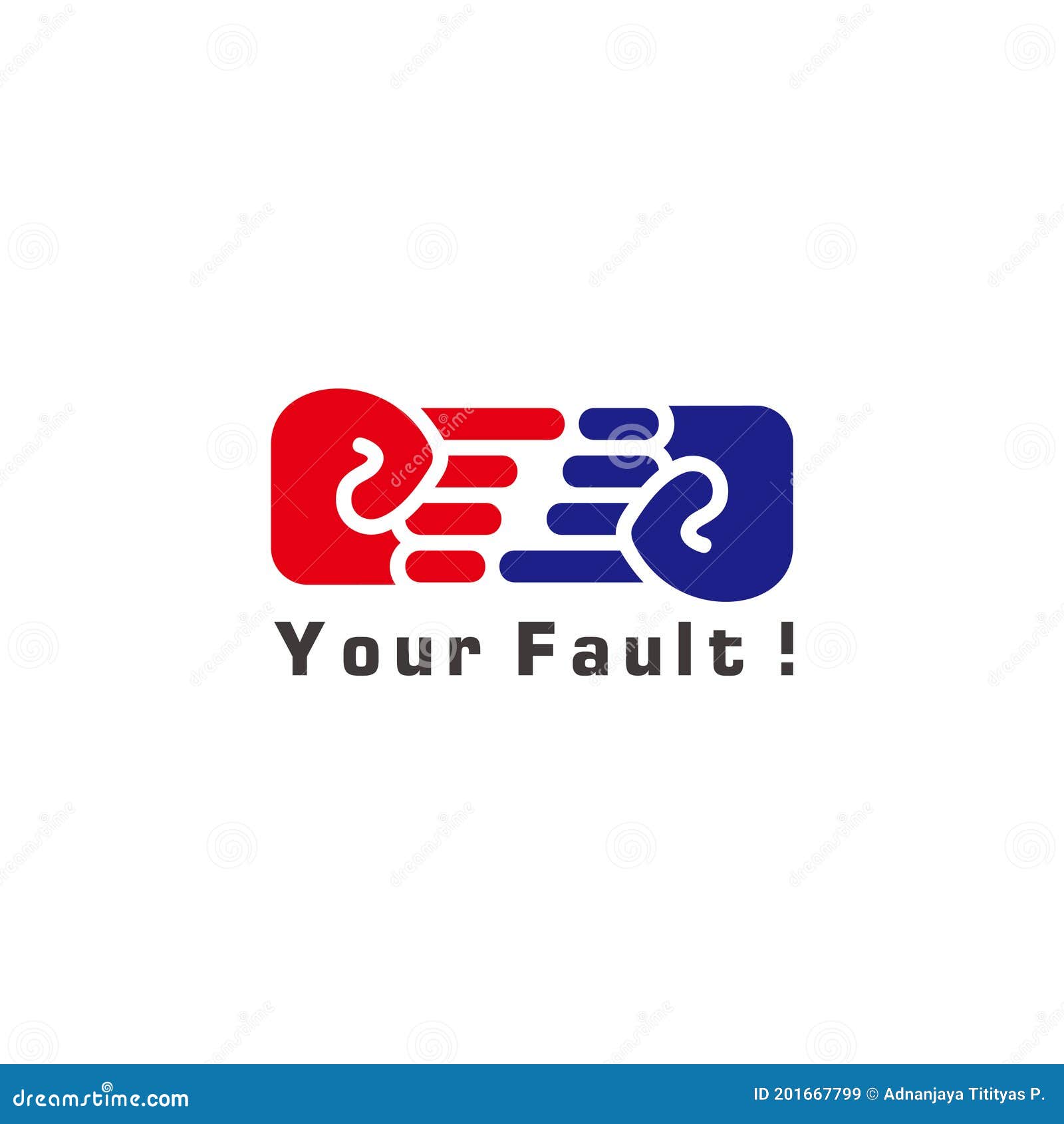His Fault Your Fault Their Fault Her Fault On Blue Stock Photo