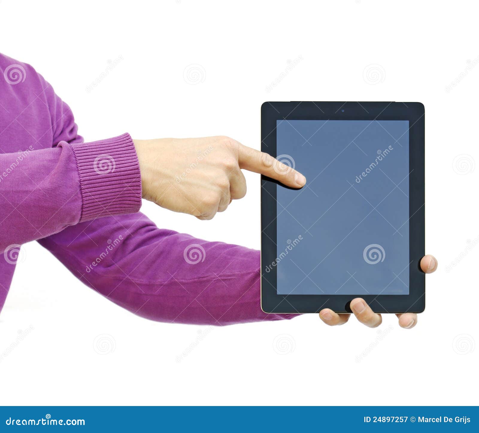 pointing to an ipad