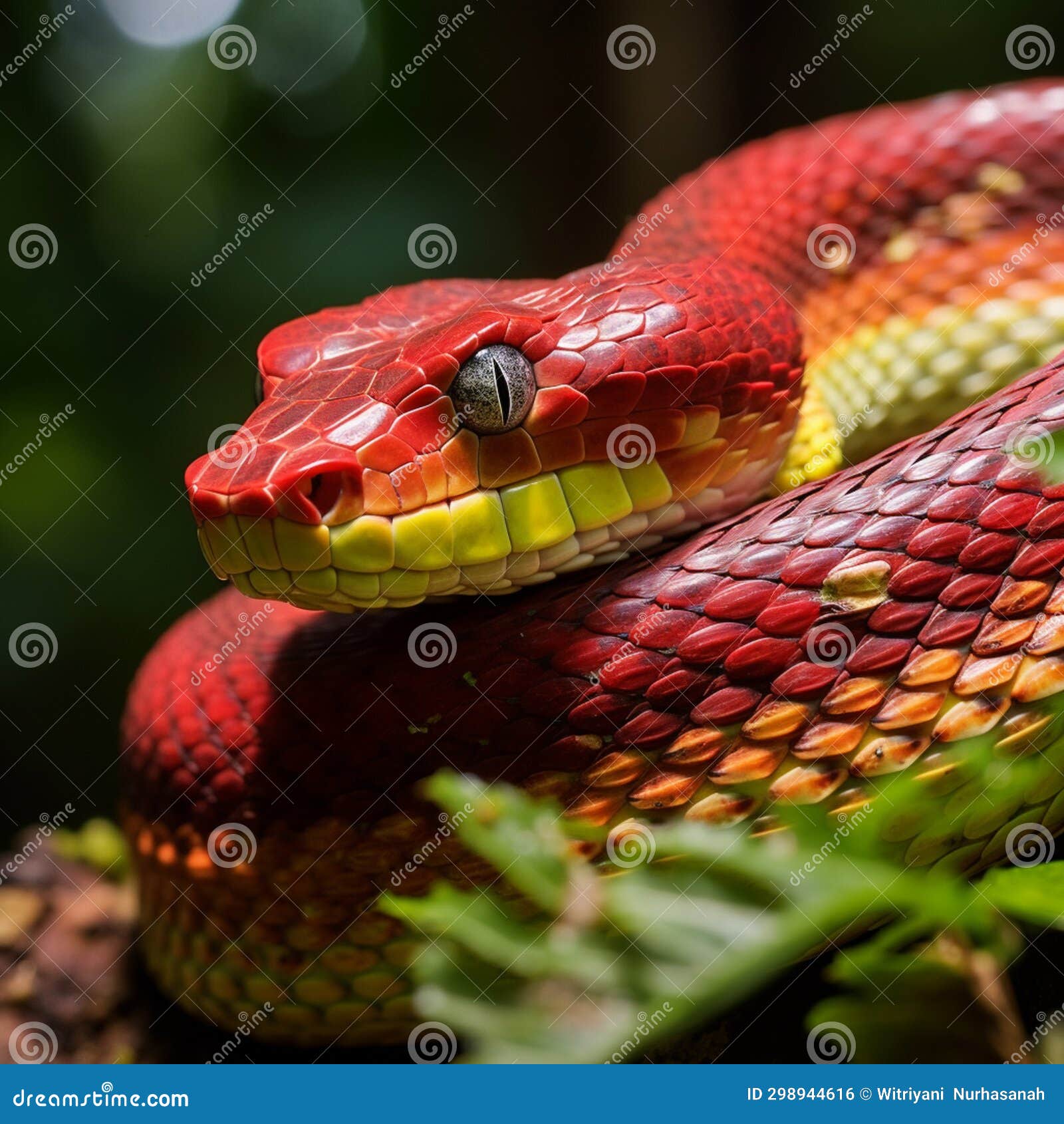poisonous snake, malayan pit viper (calloselasma rhodostoma). generative ai