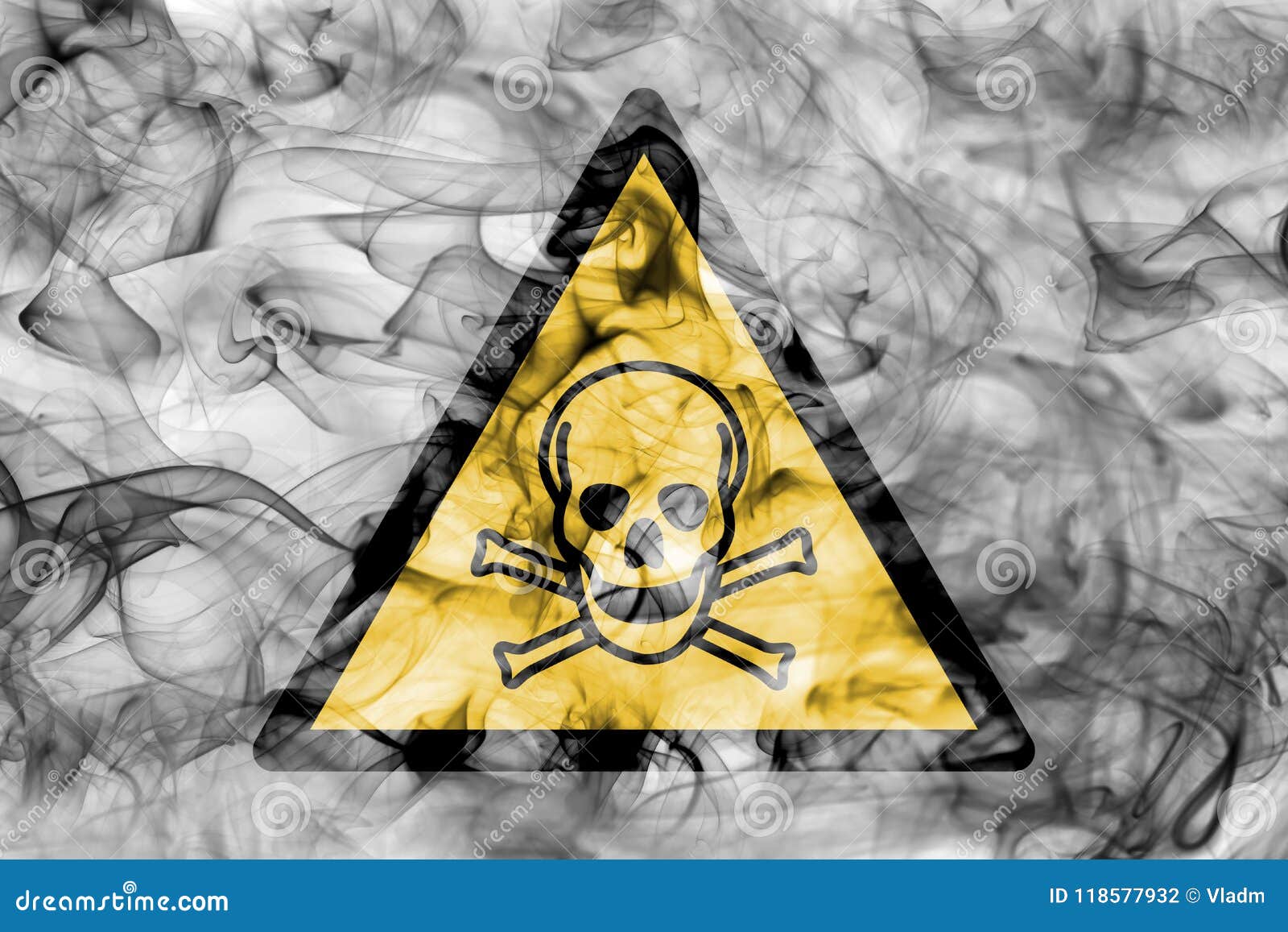 Poisonous Substances Hazard Warning Smoke Sign. Triangular Warning