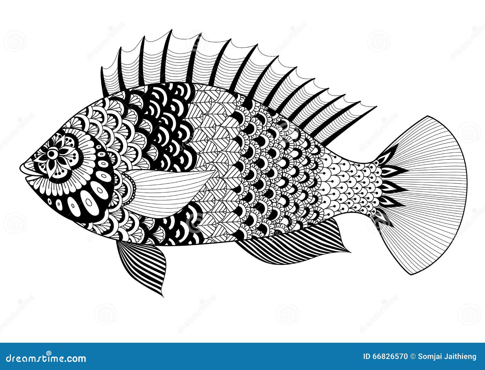 Poissons conception de schéma pour livre de coloriage pour l adulte tatouage conception de T shirt élément pour la conception