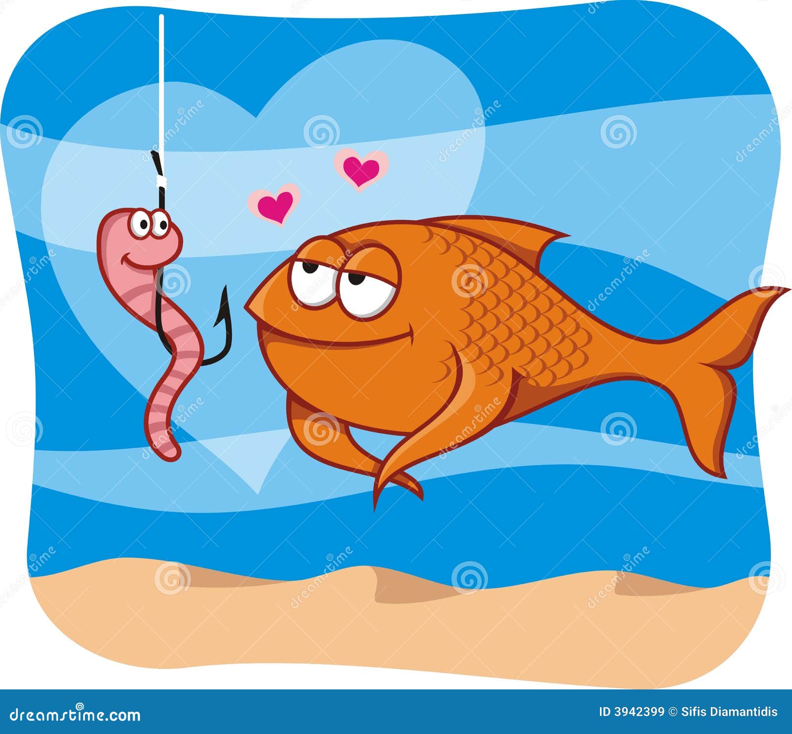 Poissons Et Amorce Dans L'amour Illustration de Vecteur Illustration