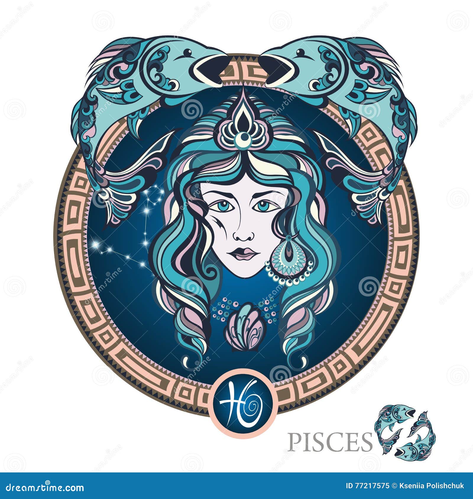 Personnage Anime Signe Astrologique Poisson Poissons Zodiaque Des Symboles Douze De Signe De Conception De Dessin