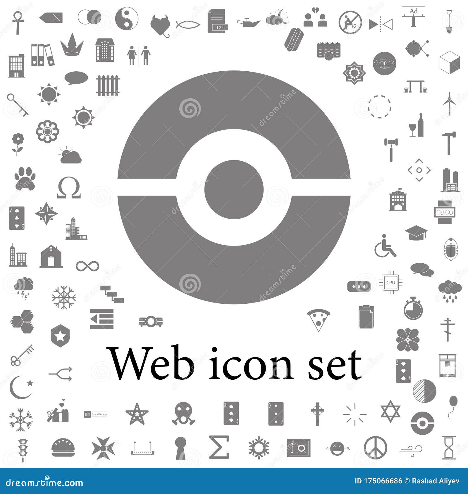 Pokeball icon in gray color Royalty Free Vector Image