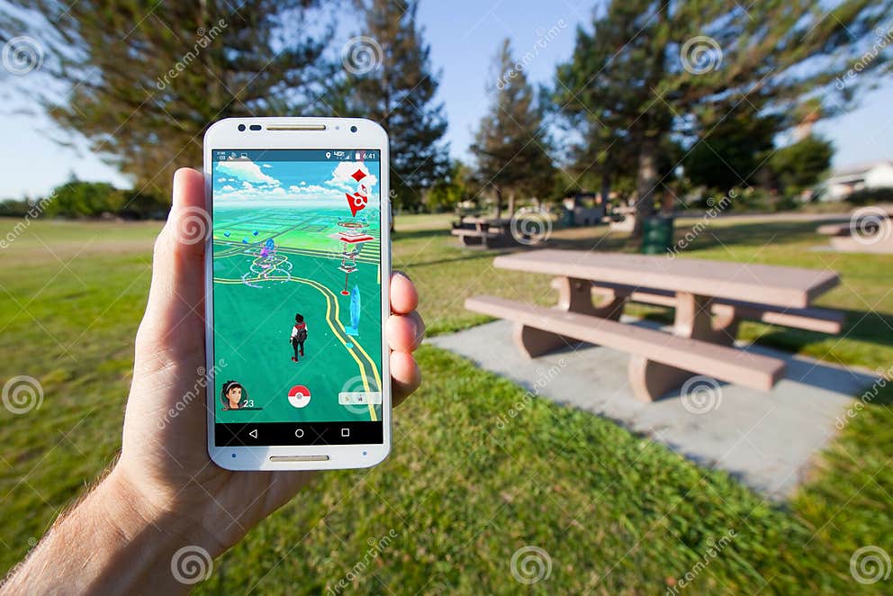Pokemon GO Game Map Showing Pokestops and a Pokemon Gym Editorial Photography Image of game
