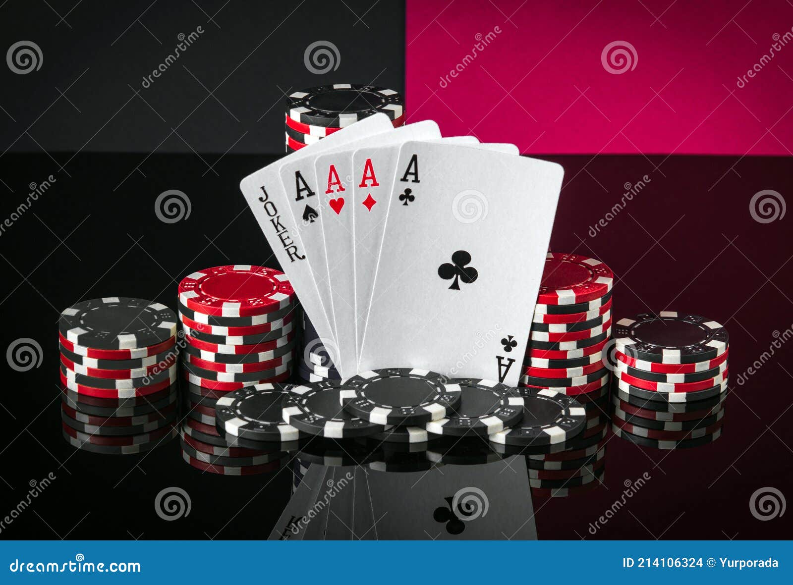 Poker Cards with Five of a Kind the Highest Close-up of Playing Cards and Chips in Casino. Free Advertising Space Stock Photo - Image of discarding, five: 214106324