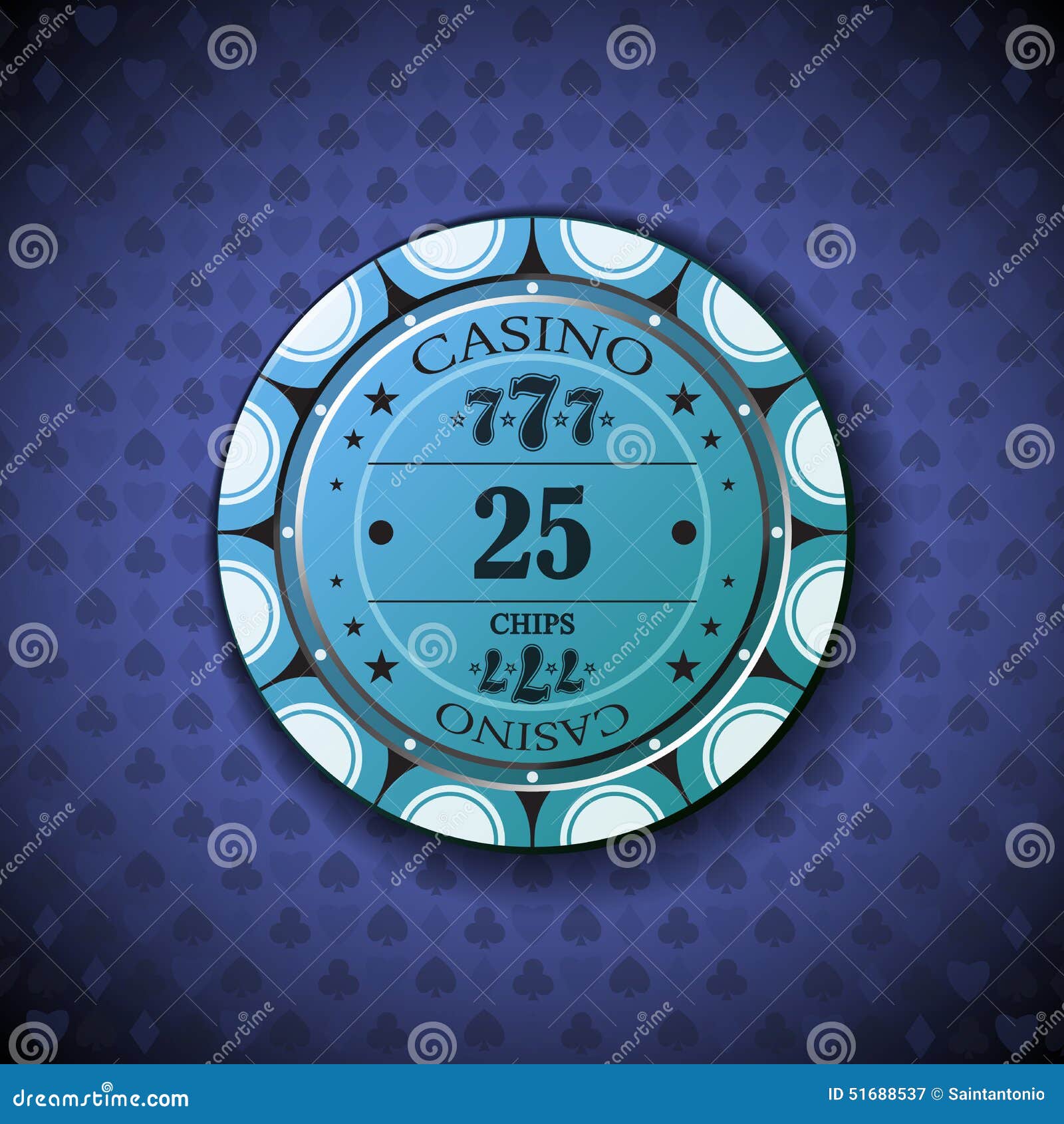 poker chip nominal twenty five, on card  background