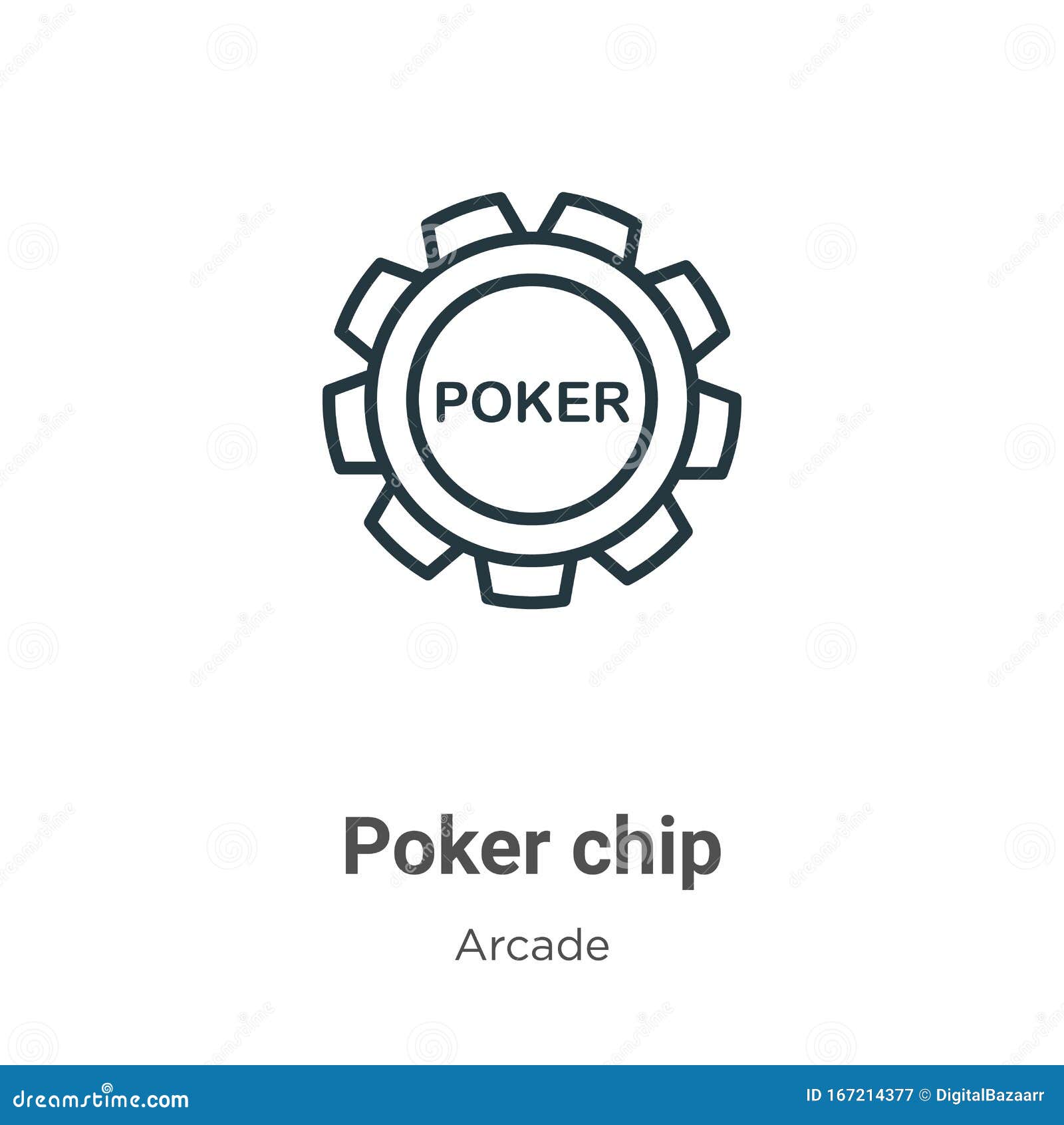 Poker Chip Outline Vector Icon. Thin Line Black Poker Chip Icon, Flat