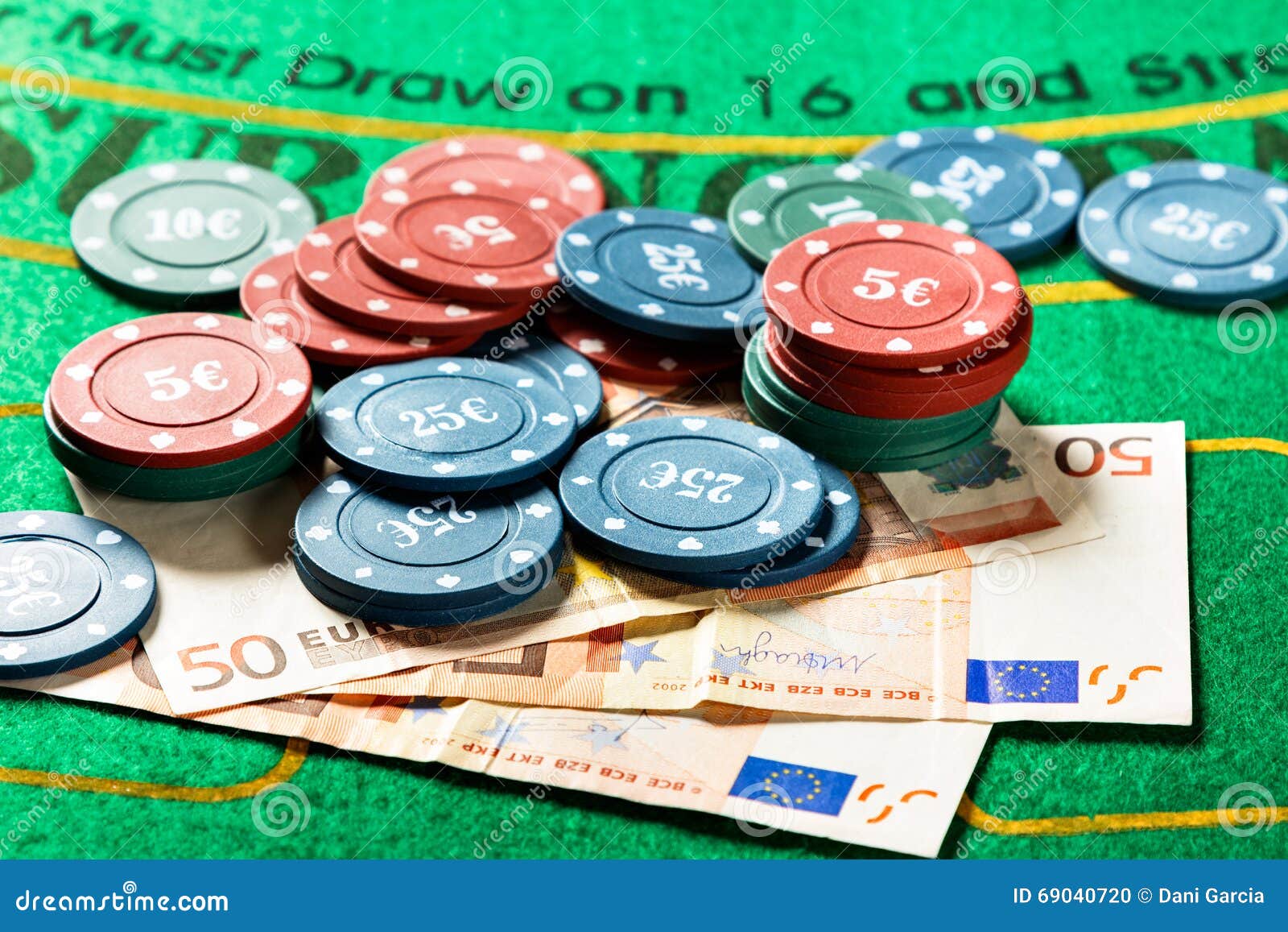 Poker chips and bills. stock photo. Image of chance, betting 69040720