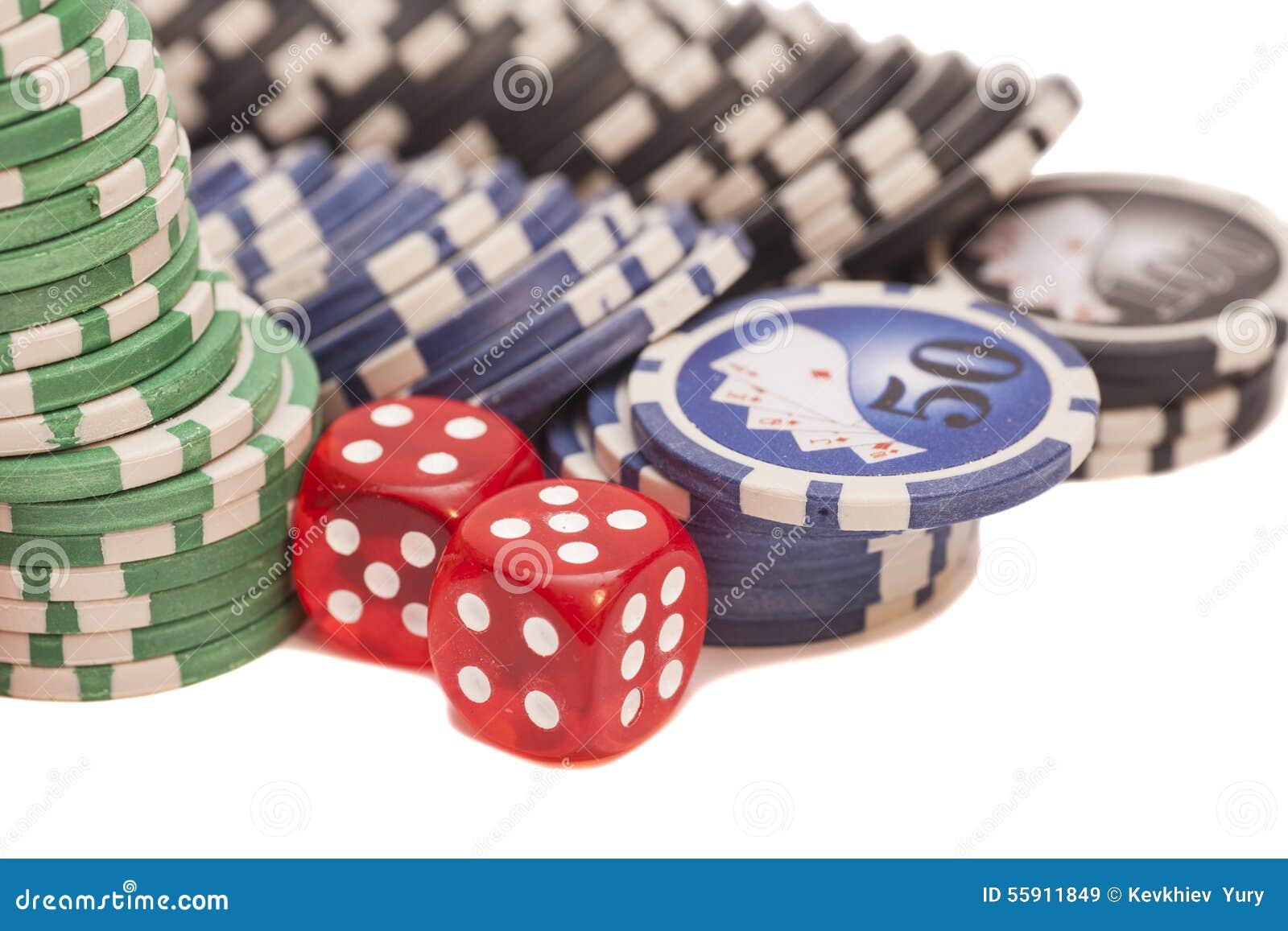 Poker chips and dice stock image. Image of entertainment 55911849