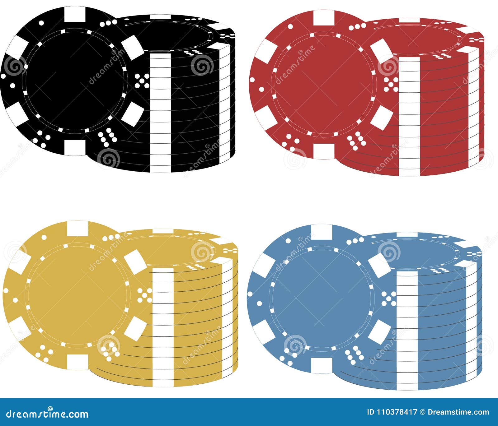 different color poker chips