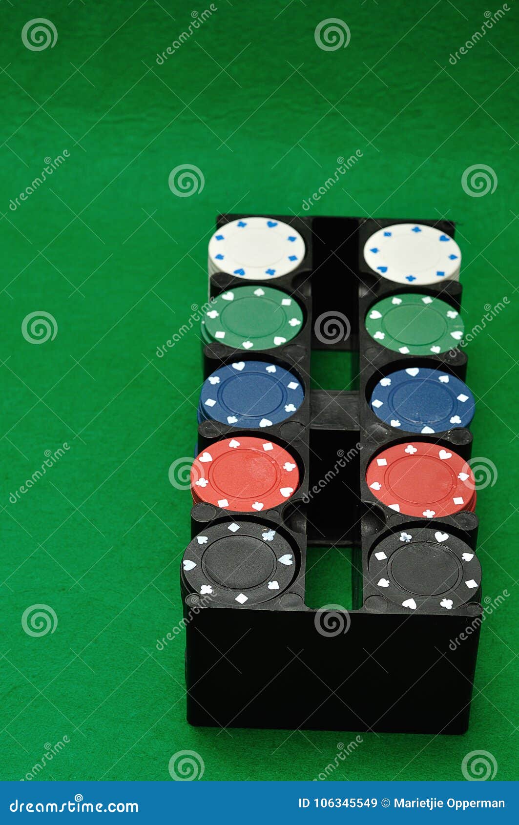 Poker Chips Displayed In A Plastic Black Container Stock Image Image