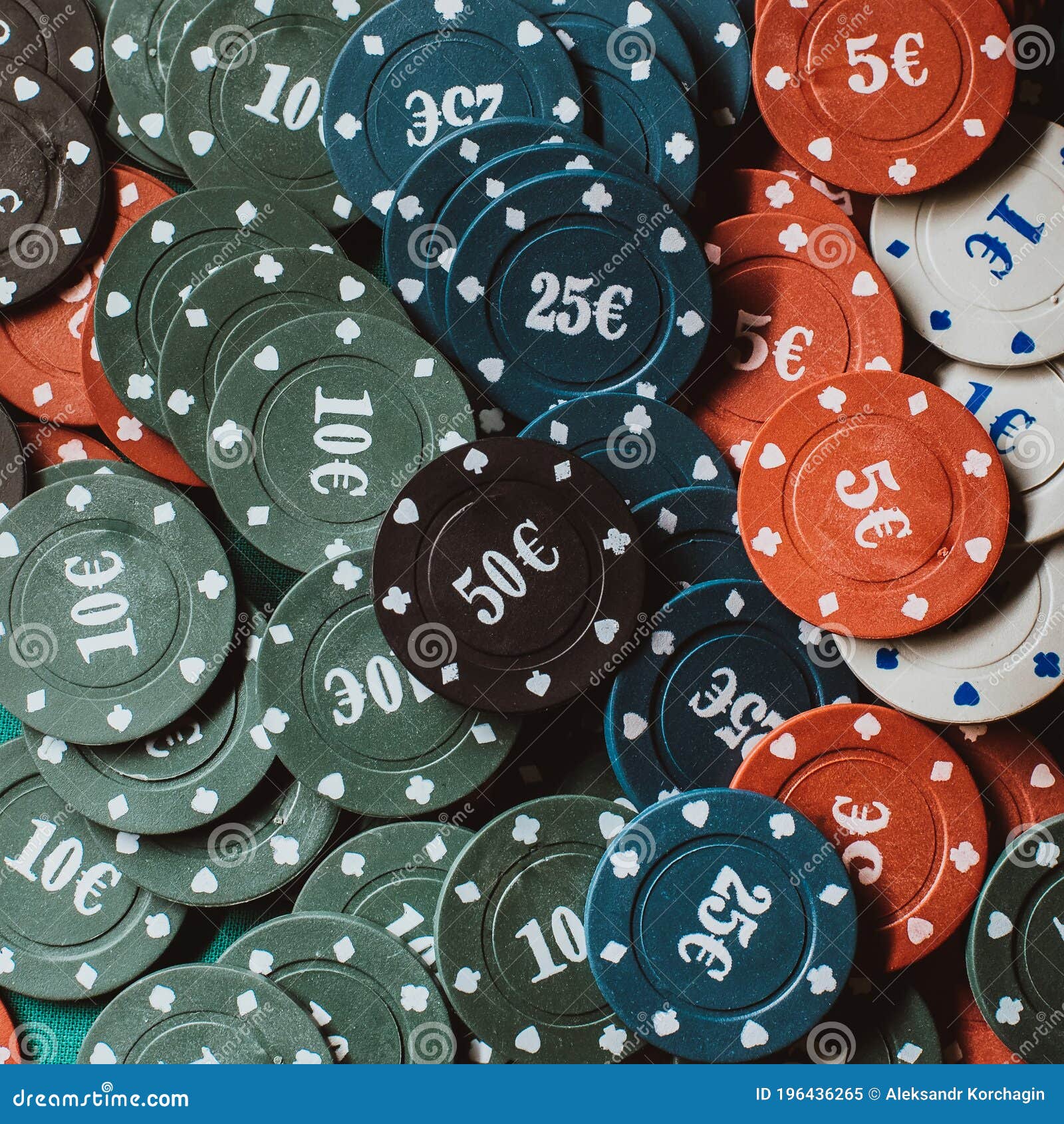 Poker Chips with the Euro Sign on the Table Stock Image Image of