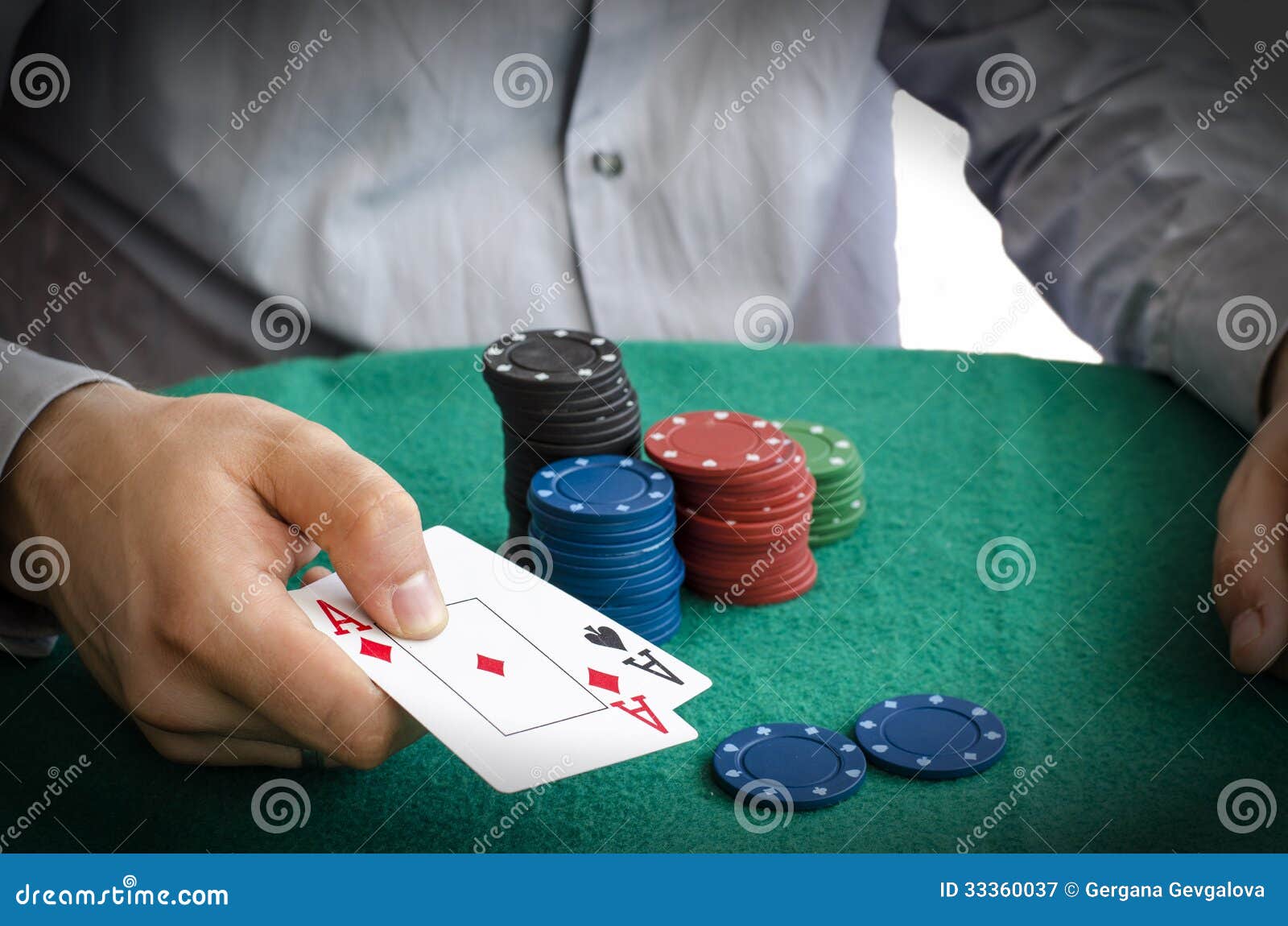 Poker Chips and Hands Above Them Stock Image Image of blue, hands