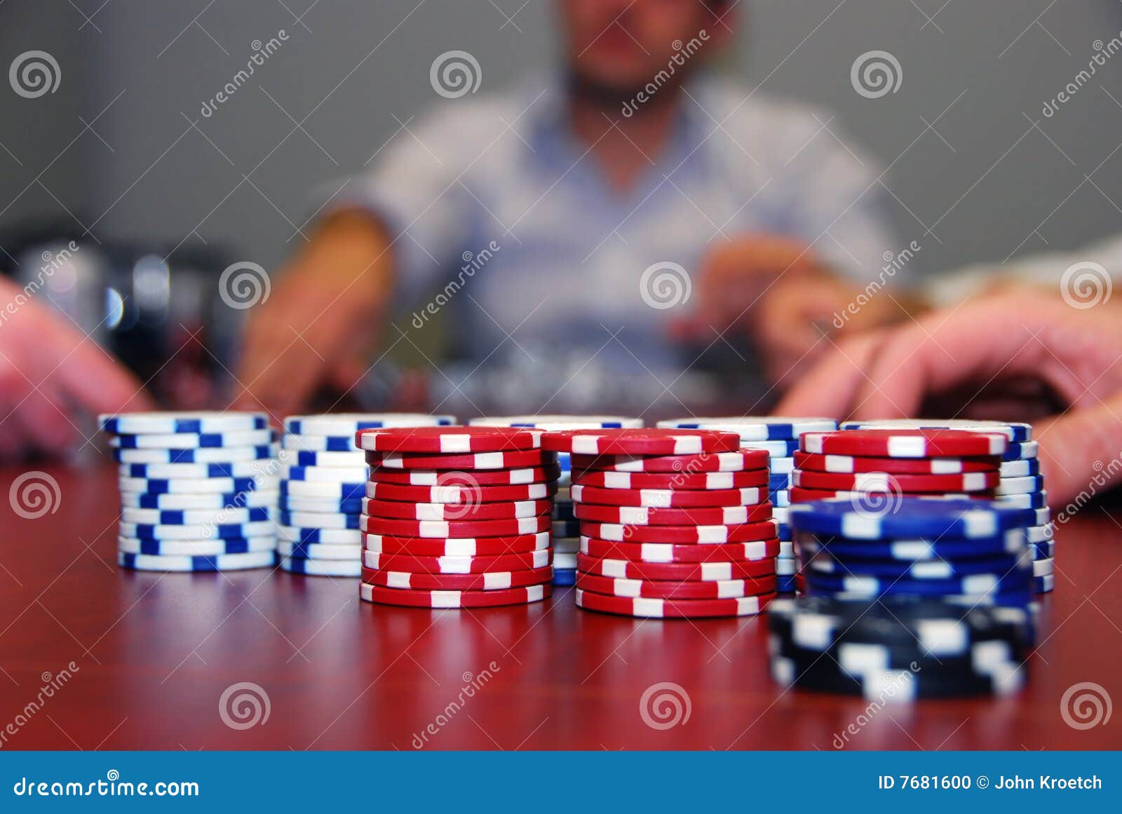 Poker Chips with Players in Background Stock Photo Image of pile