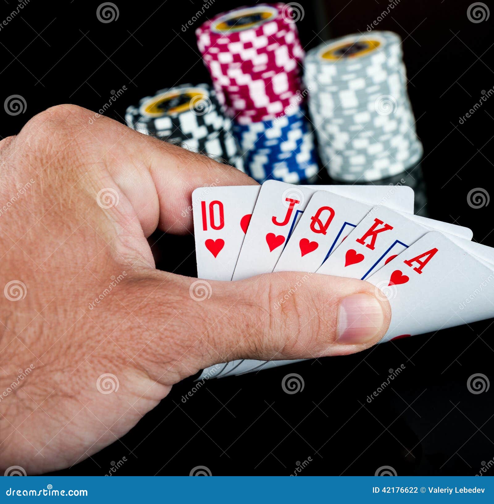 Poker chips Playing cards stock photo. Image of closeup 42176622