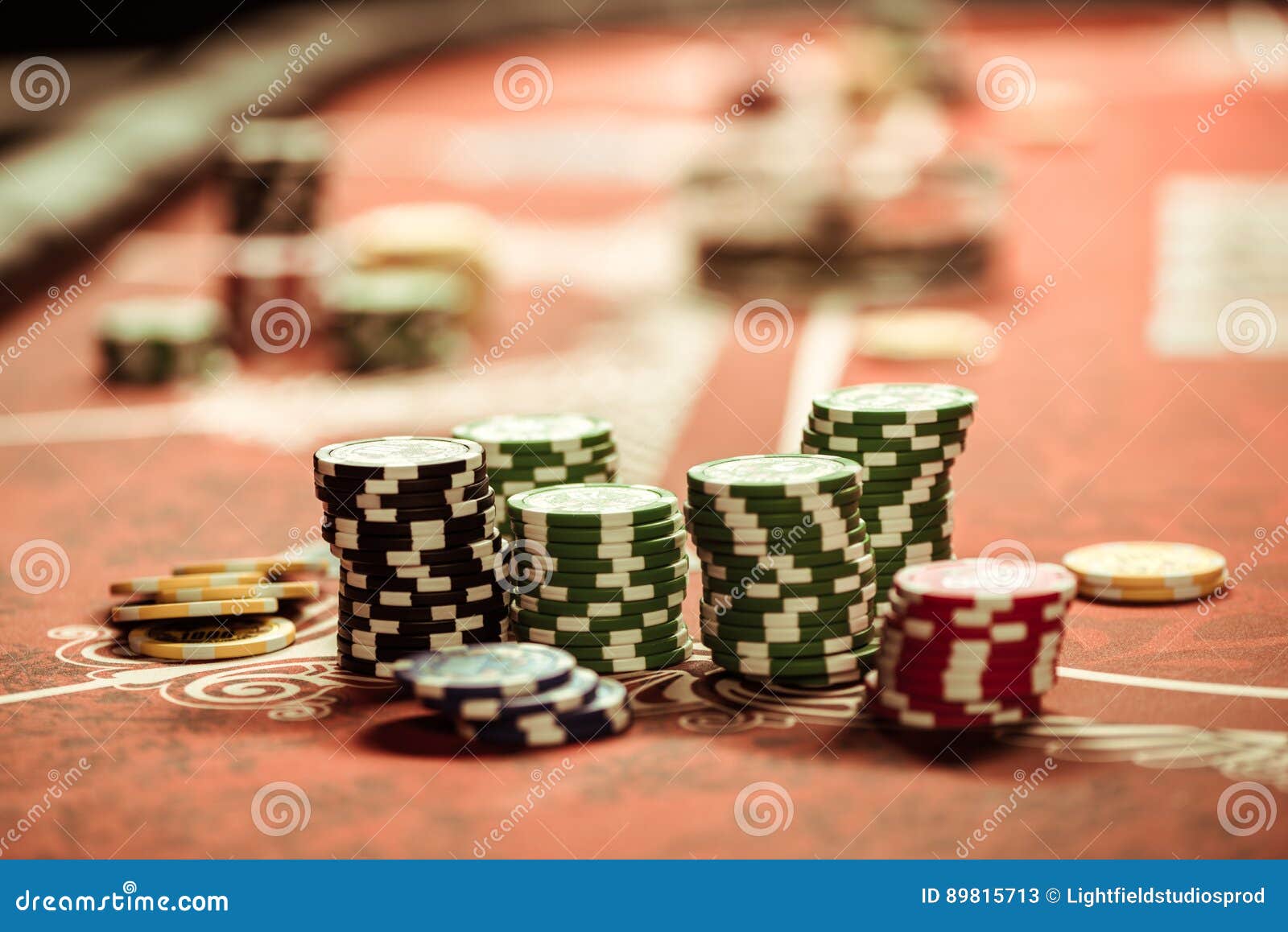 Poker Chips on Table in Casino Stock Image Image of table, luck 89815713