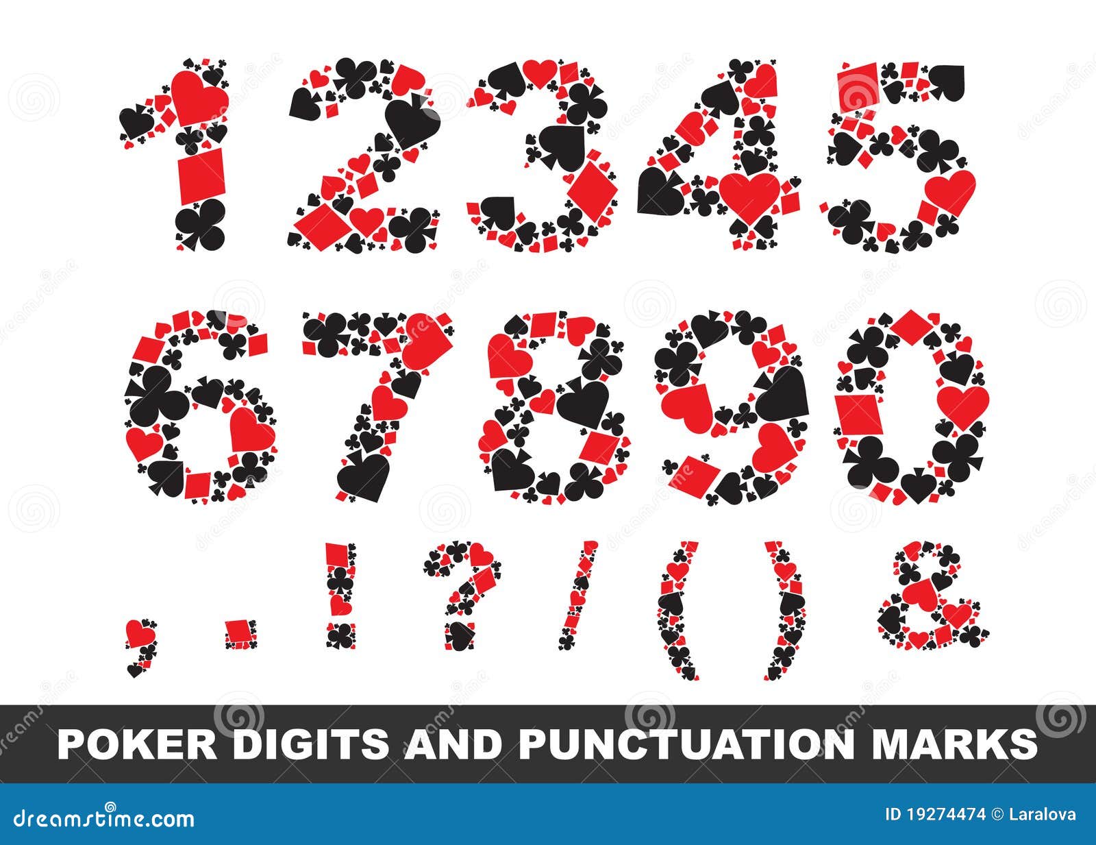 poker digits and punctuation marks