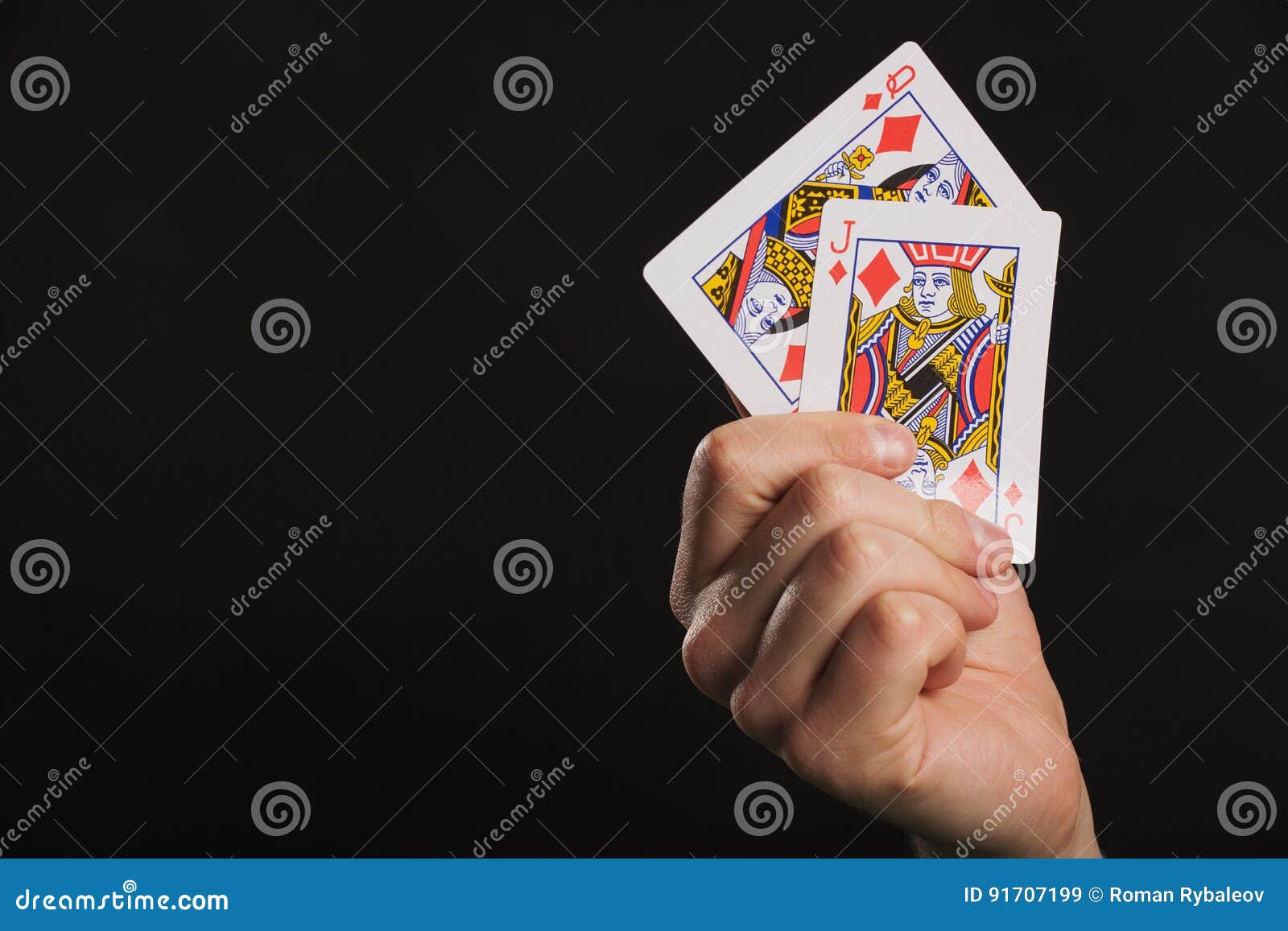 Poker Game in Men`s Hands on Green Table Stock Image Image of four