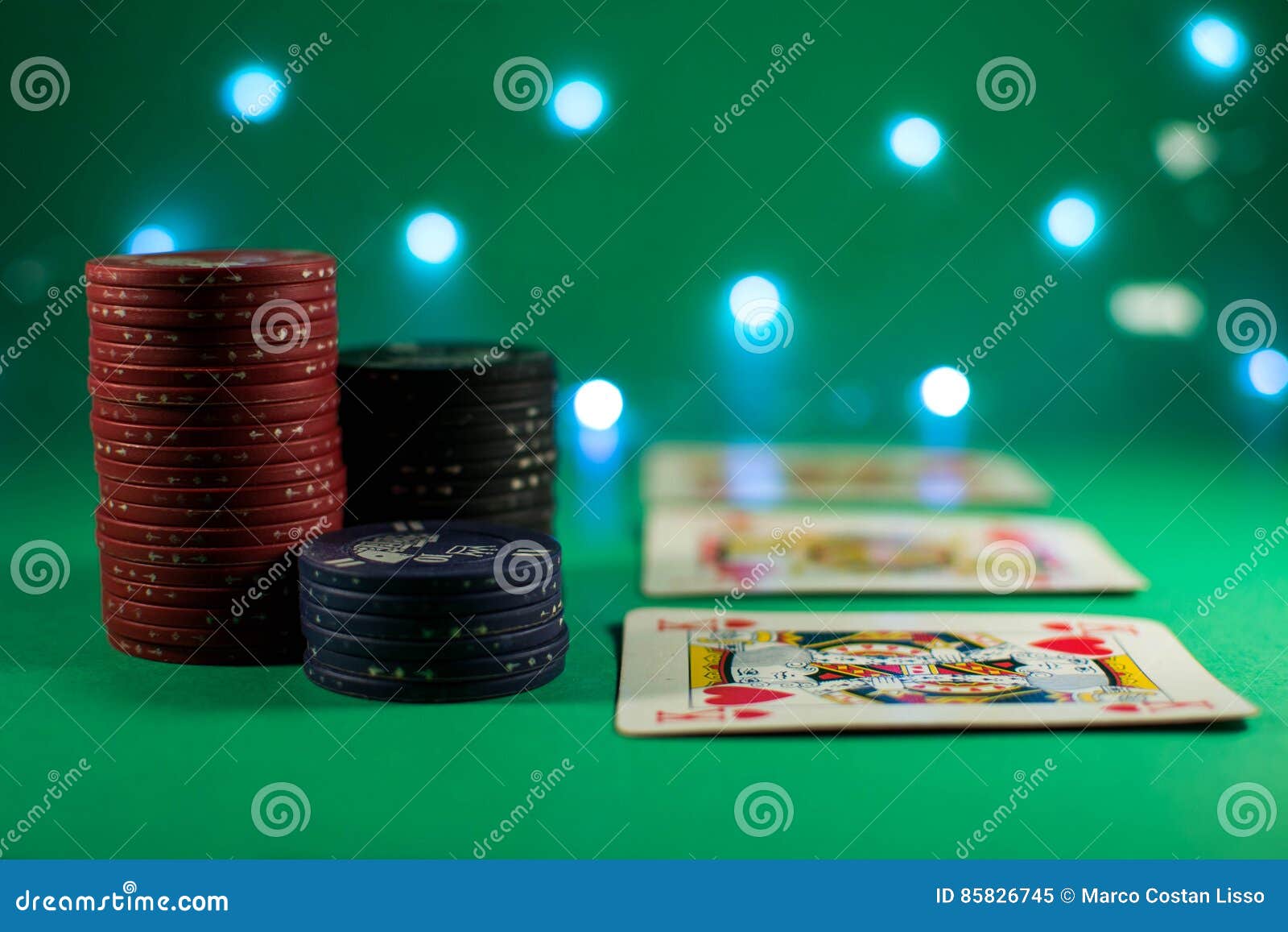 poker room with cards and chips