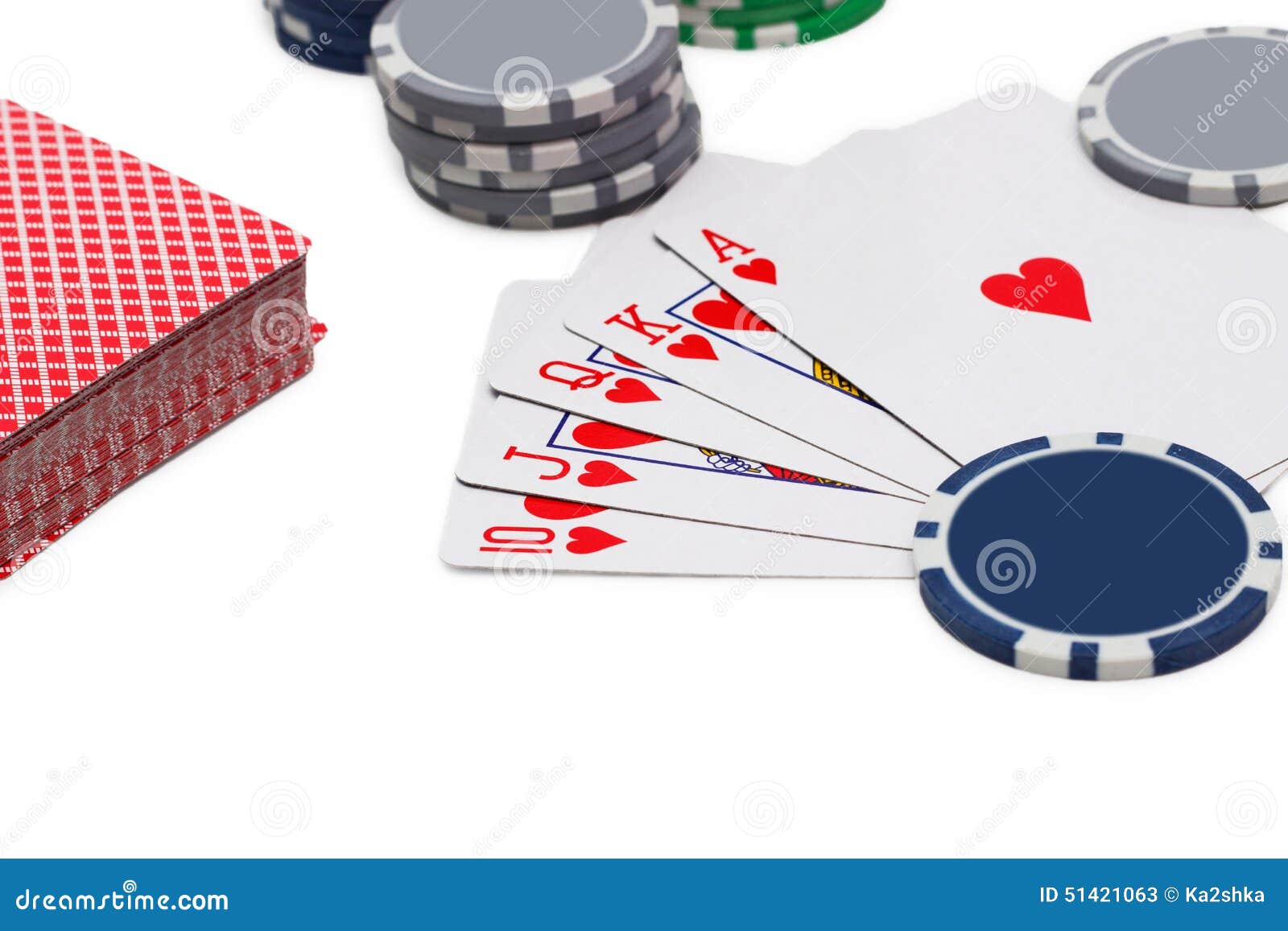 Poker, Royal Flush and Gambling Chips Stock Image - Image of chance